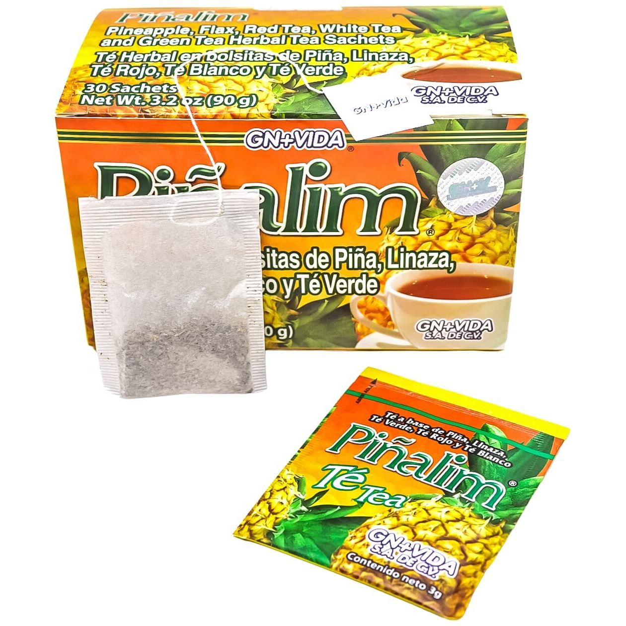 Gn + Vida Pinalim Tea | Pineapple Based Tea Containing Red Tea, Green Tea, White Tea And Senna Leaf | 30 Tea Bags