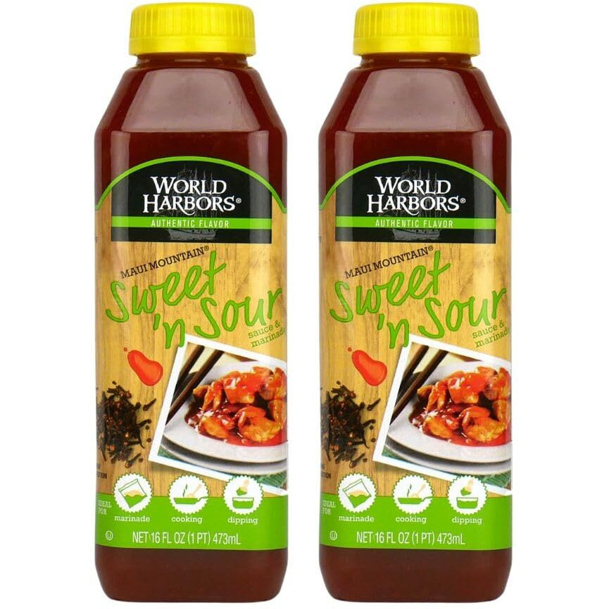 World Harbors Maui Sweet And Sour Sauce - Hawaii Style Perfect For Dipping, Dumplings, Chicken Nuggets, Various Meats Including Beef, Pork, Seafood & Vegetable Made In Usa 16-Fl Oz Bottles (Pack Of 2)