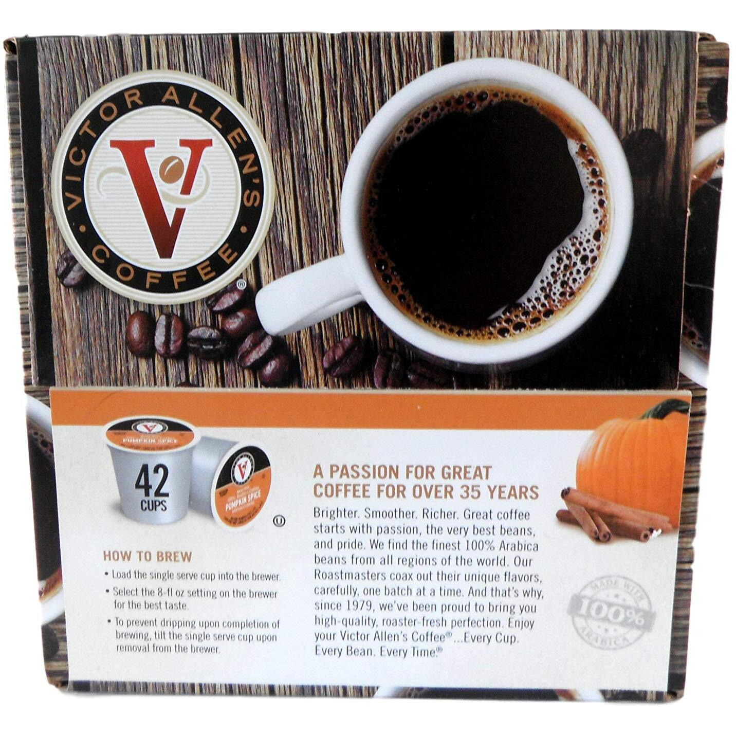 Victor Allen's Coffee Pumpkin Spice Flavored, Medium Roast, 42 Count, Single Serve Coffee Pods For Keurig K-Cup Brewers