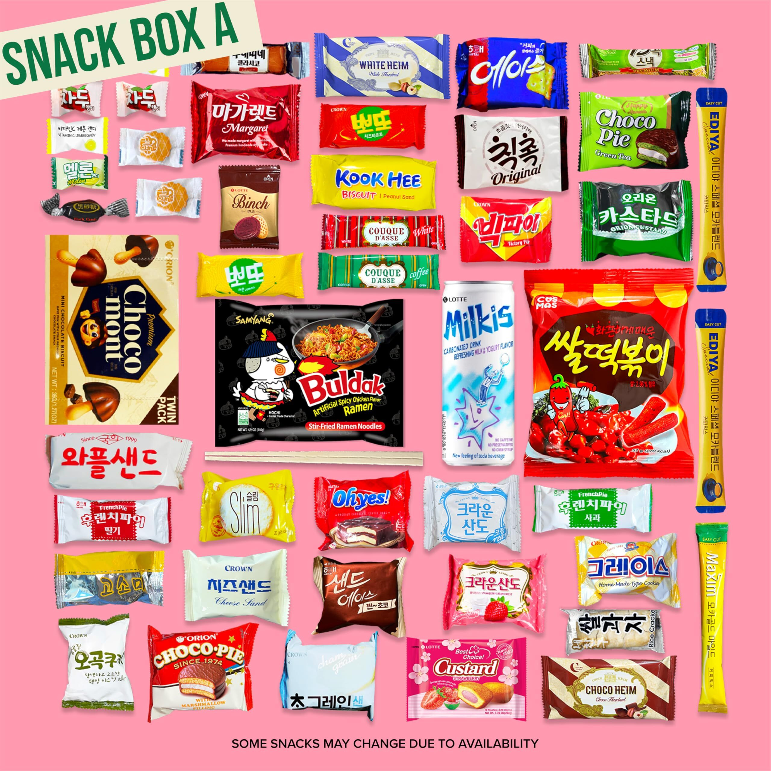 Journey Of Asia Korean Snack Box 48 Count - Individually Wrapped Packs Of Coffee, Snacks, Cookies, Ramen And Drink, Food Box For Kids Children College Students Adult Senior Friends Family