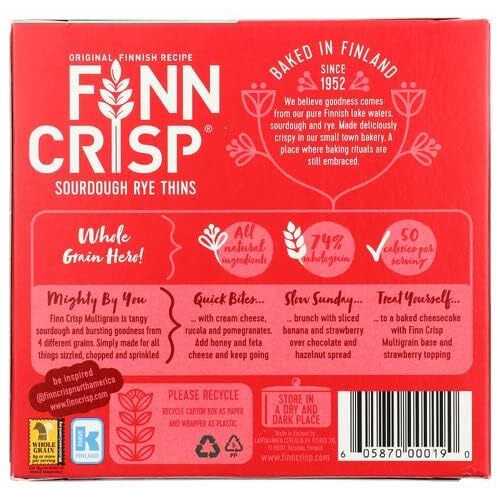 Finn Crisp Multigrain Sourdough Rye Thins Crispbread, 6.2 Ounce Box (Pack Of 9) (1)