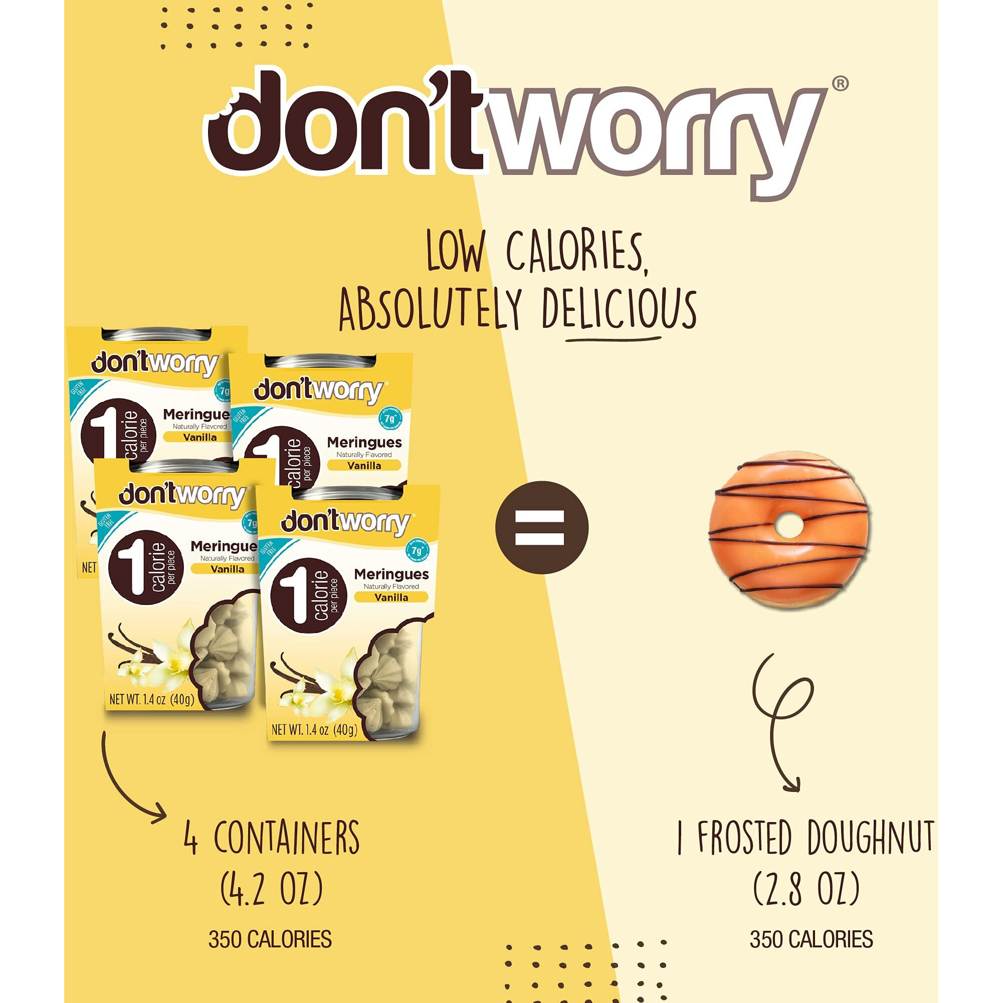 Don'T Worry Keto Friendly Meringue Cookies - Strawberry & Vanilla Cookies, 4 Calorie Meringue Cookies, Low Carb Snacks, Healthy Protein Snacks - 4 Pack