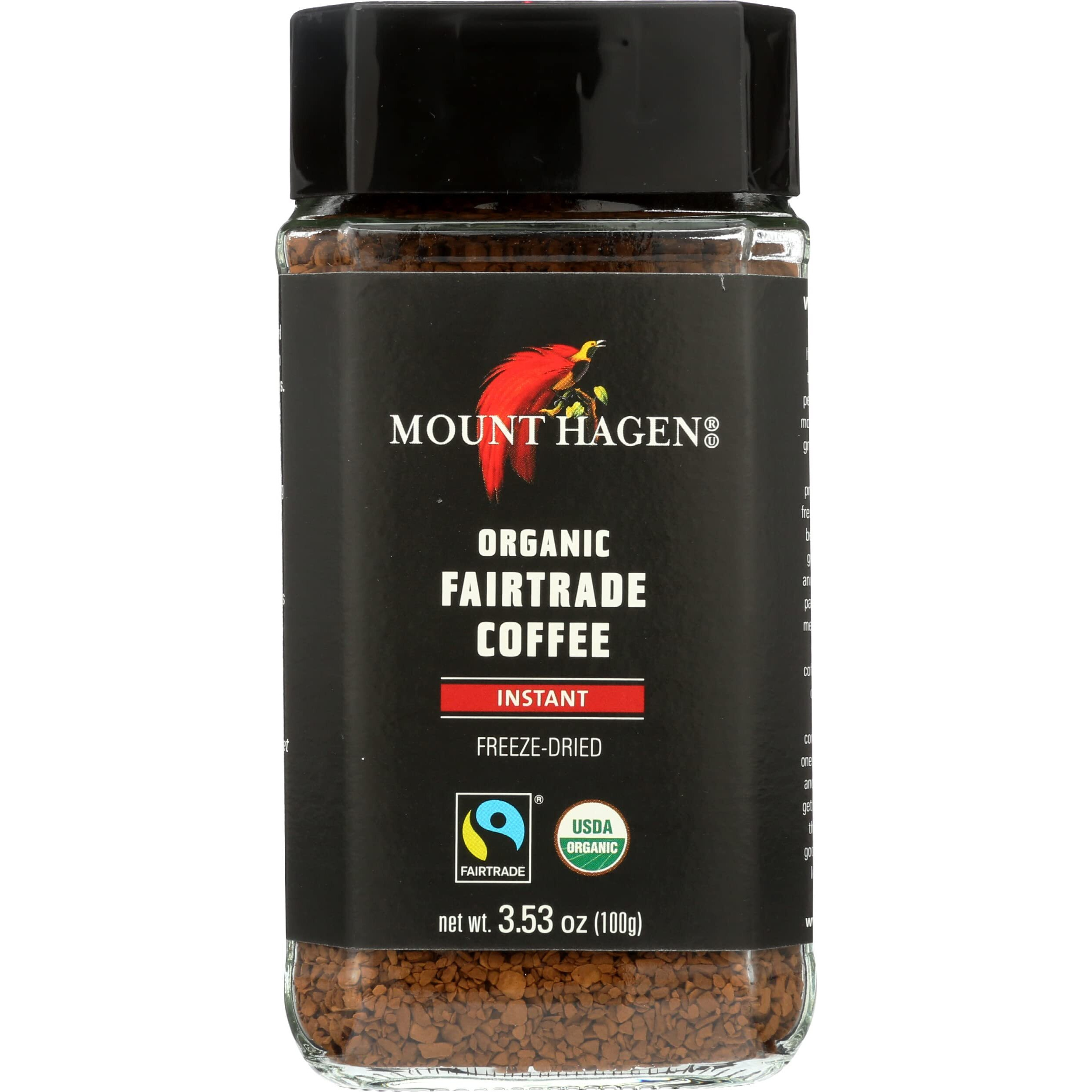 Mount Hagen Organic Instant Regular Coffee In Jar, Fairtrade, Freeze Dried, 3.53 Ounce (Pack Of 6)