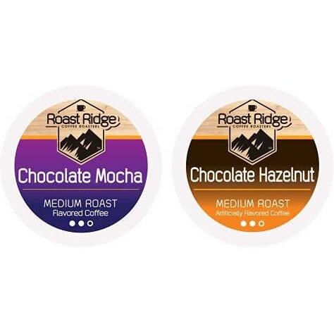 Roast Ridge Single Serve Coffee Pods For Keurig K-Cup Brewers, Variety Pack, Medium Roast, 100 Count (50 Chocolate Mocha, 50 Chocolate Hazelnut)