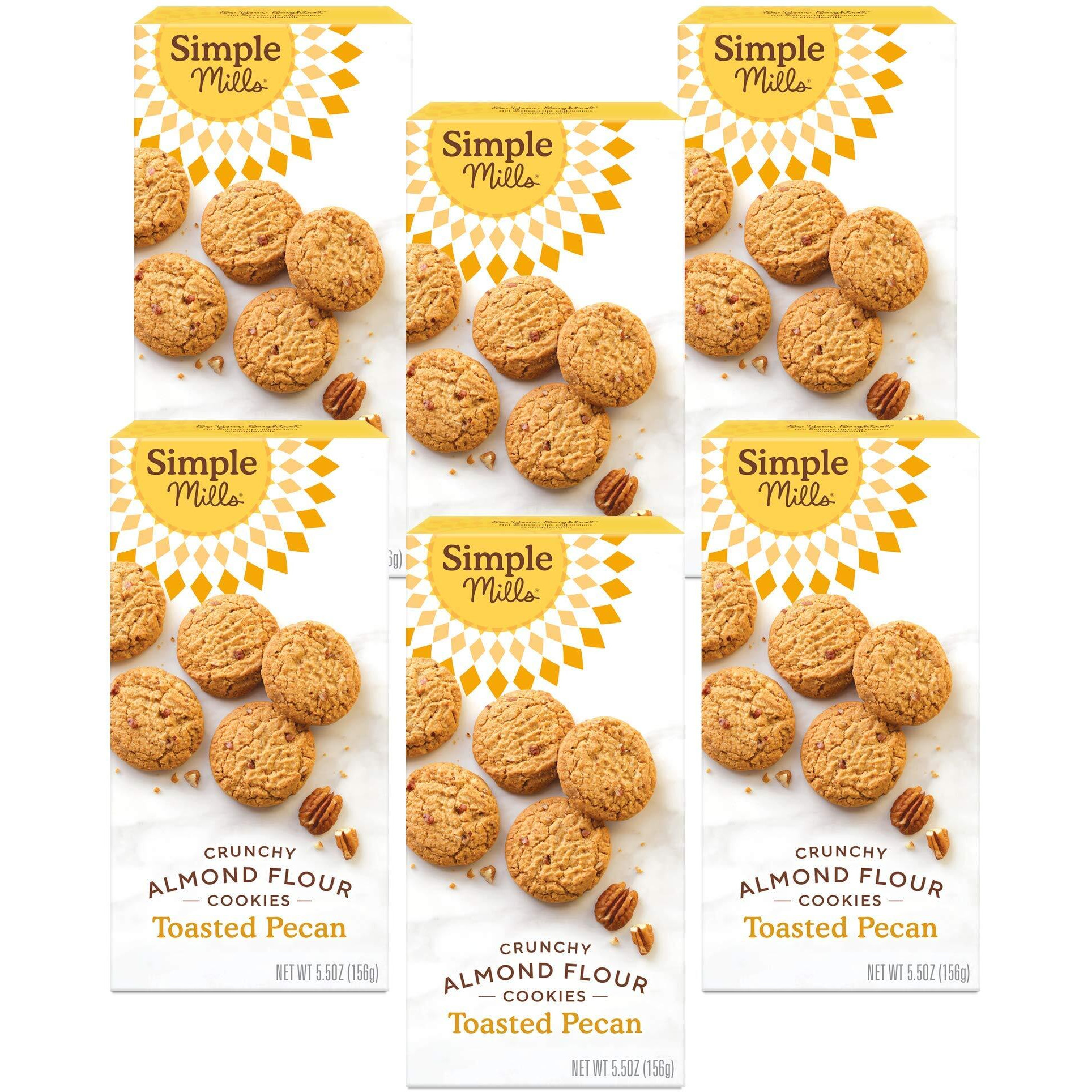 Simple Mills Almond Flour Crunchy Cookies, Toasted Pecan - Gluten Free, Vegan, Healthy Snacks, Made With Organic Coconut Oil, 5.5 Ounce (Pack Of 6)
