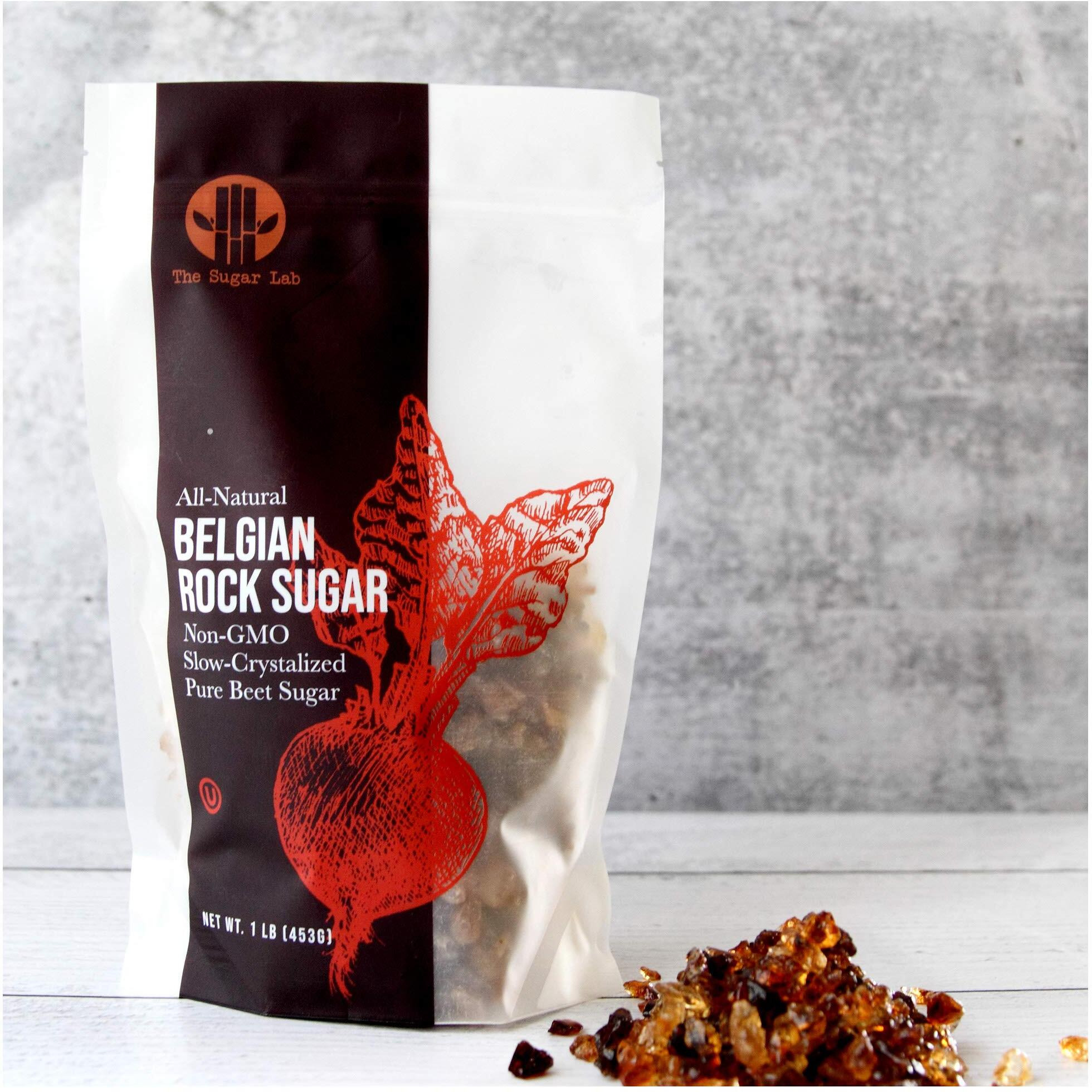 The Sugar Lab Belgian Rock Sugar - 1 Pound - Natural Real Beet Sugar - Brown Rock Sugar - Teavana Style Tea Sugar - Perfect Sugar Cube Or Amber Sugar Replacement - Natural Belgian Rock Sugar For Tea