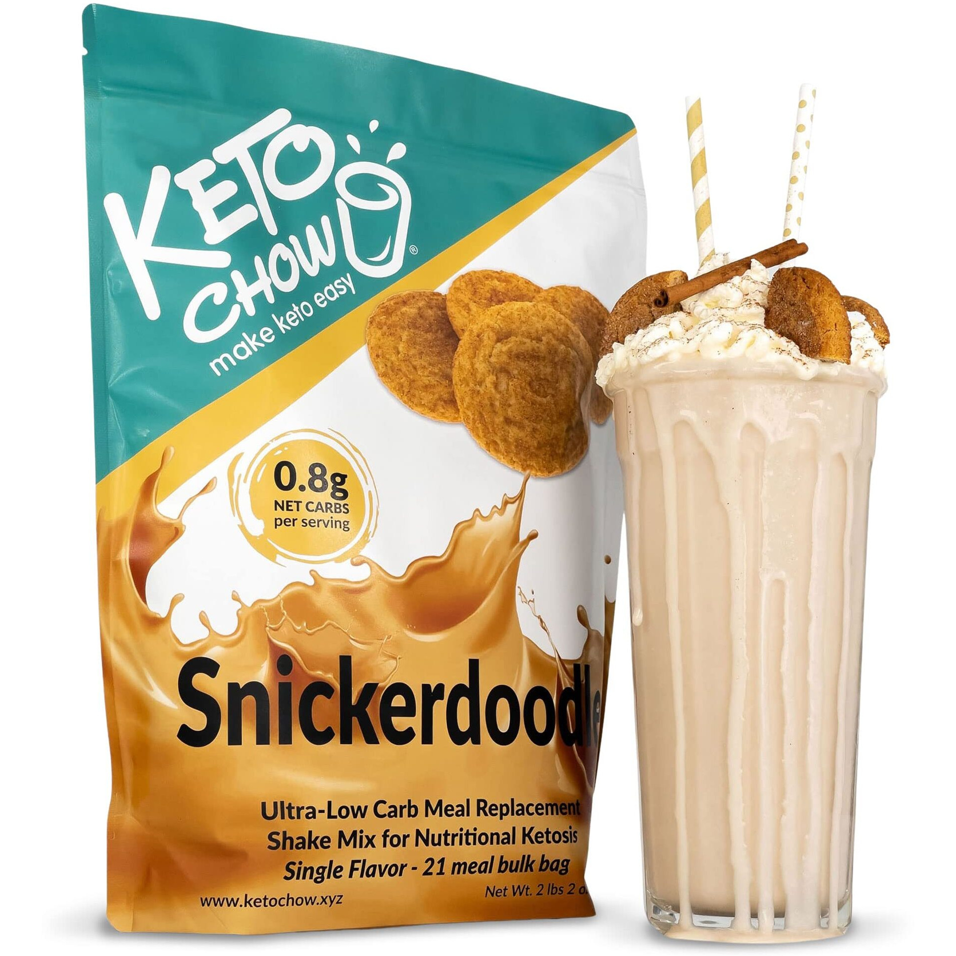 Keto Chow Snickerdoodle | Keto Meal Replacement Shake Powder | Nutritionally Complete Keto Food | Low Carb Keto Meals | Delicious Easy Meal Substitute Drink | Protein Rich You Choose The Fat| 21 Meal