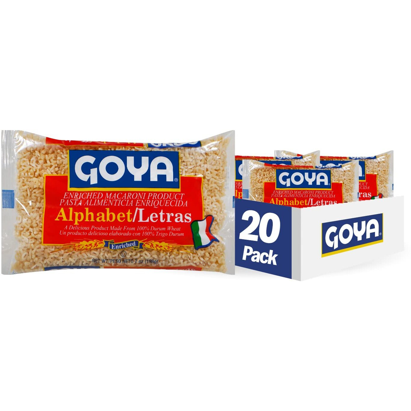 Goya Foods Alphabet (Letras) Pasta, 7 Ounce (Pack Of 20)