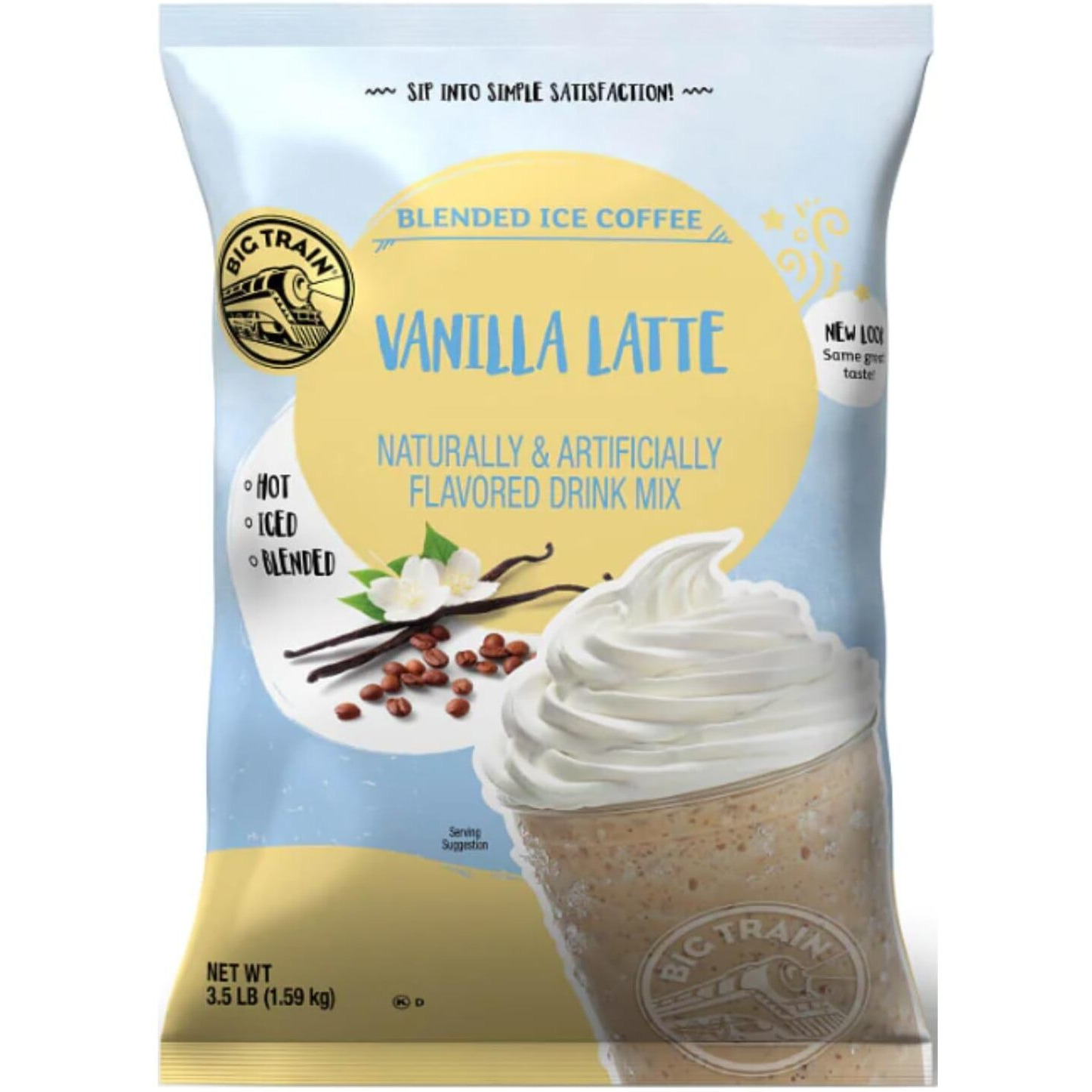 Big Train Vanilla Latte Blended Ice Coffee Beverage Mix, 3.5 Pound (Pack Of 5)