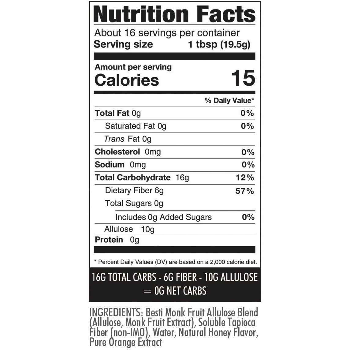 Wholesome Yum Orange Zero Sugar Honey Substitute (Keto Honey) - Natural Sugar Free Honey Alternative With Monk Fruit & Allulose - 0 Net Carbs, Non-Gmo, Gluten Free, No Aftertaste (11 Oz)