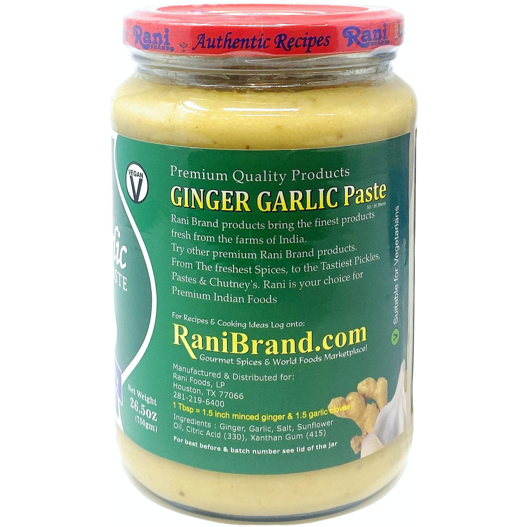 Rani Ginger Garlic Cooking Paste 26.5Oz (750G) Glass Jar ~ Vegan | Gluten Free | Non-Gmo | No Colors | Indian Origin