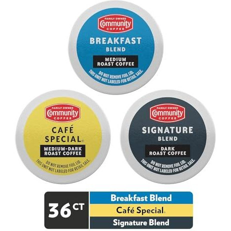 Community Coffee Variety Pack 36 Count Coffee Pods, Medium Dark Roast, Compatible With Keurig 2.0 Brewers