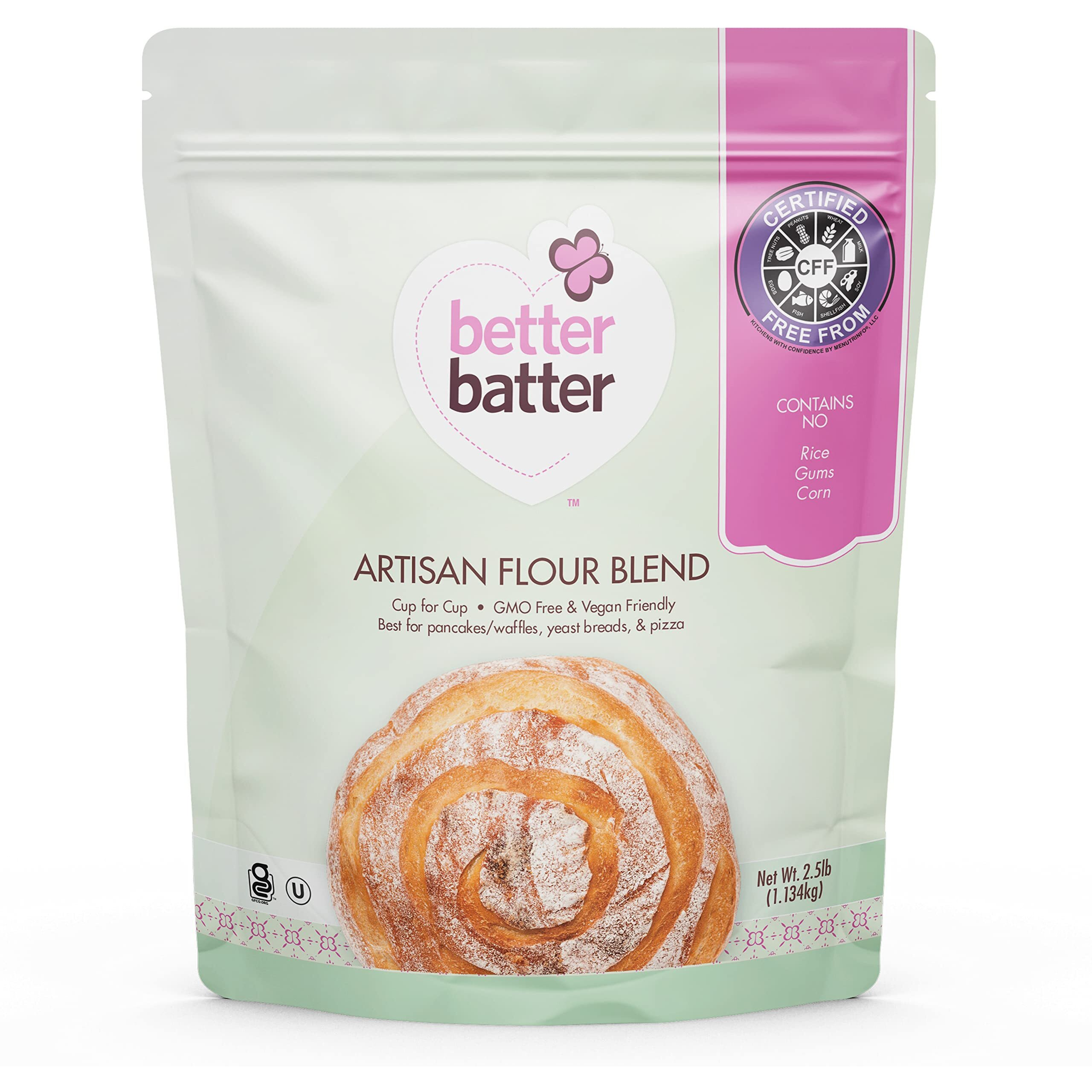 Better Batter Artisan Flour Blend Gluten Free - Award Winning Nutritious, Vegan, Allergen Free, Keto Friendly, Low Carb, & Kosher - Cup For Cup Alternative All-Purpose Baking, Organic, Non-Gmo, 2.5Lbs