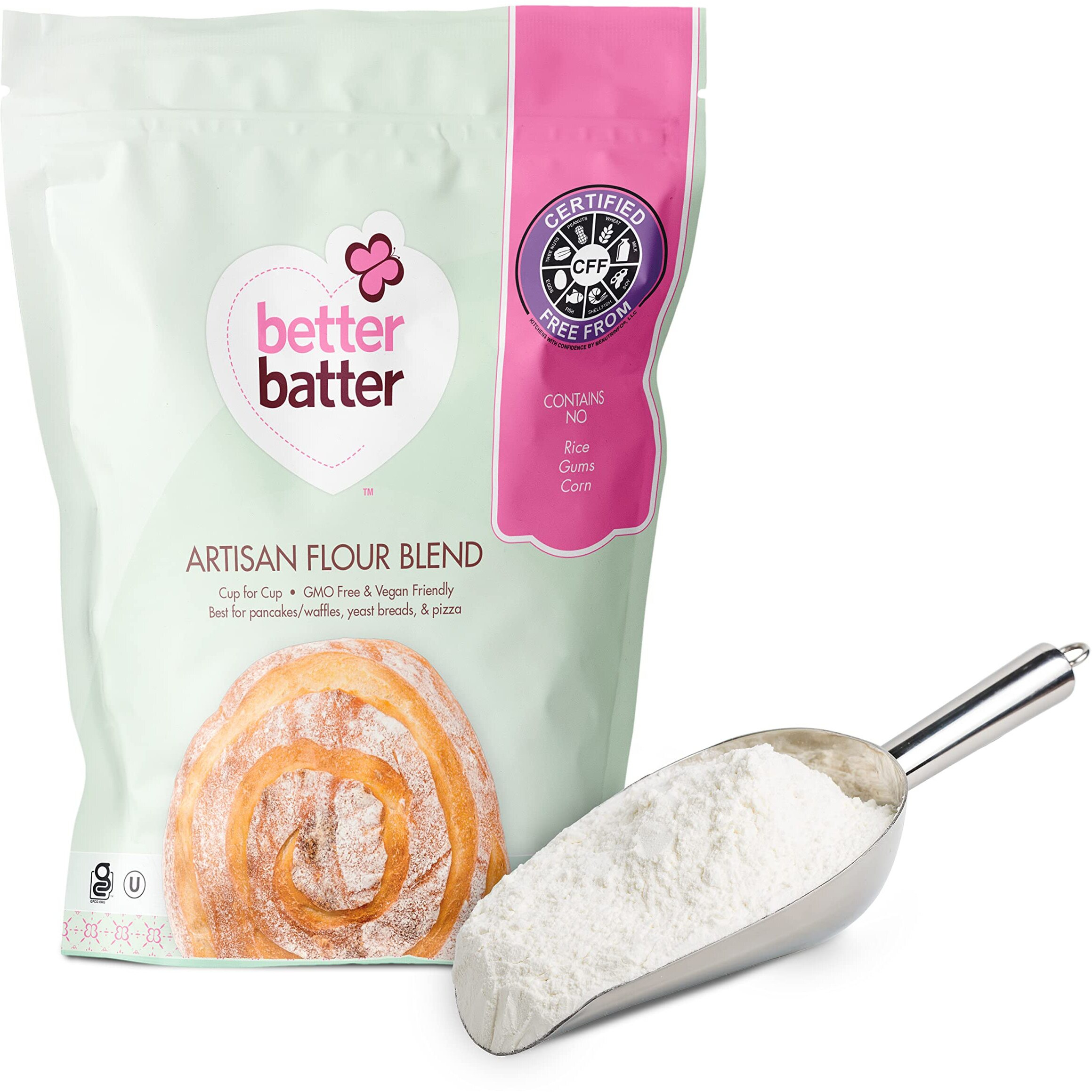 Better Batter Artisan Flour Blend Gluten Free - Award Winning Nutritious, Vegan, Allergen Free, Keto Friendly, Low Carb, & Kosher - Cup For Cup Alternative All-Purpose Baking, Organic, Non-Gmo, 2.5Lbs