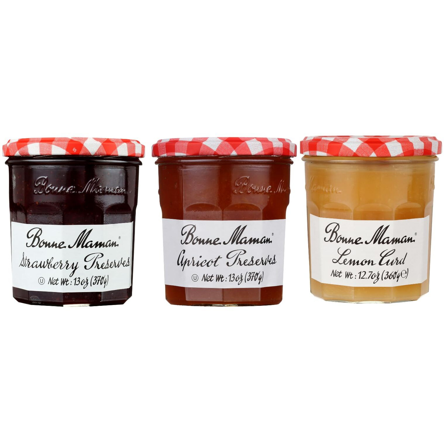 Bonne Maman Baking Variety Pack (Strawberry Preserves, Apricot Preserves And Lemon Curd), Pack Of 3