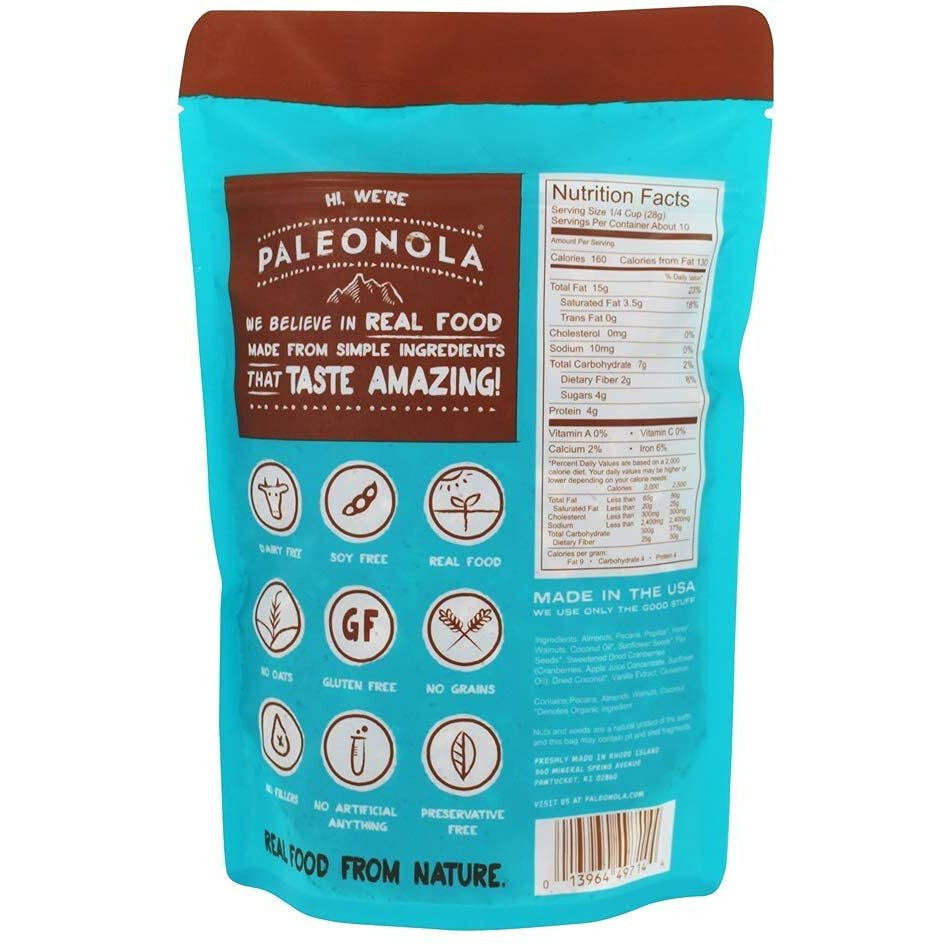 Paleonola Grain Free Granola Non-Gmo, Grain, Soy, Gluten, Dairy Free Low Carb Protein Snack For A Healthy Breakfast, Original, 2 Pack