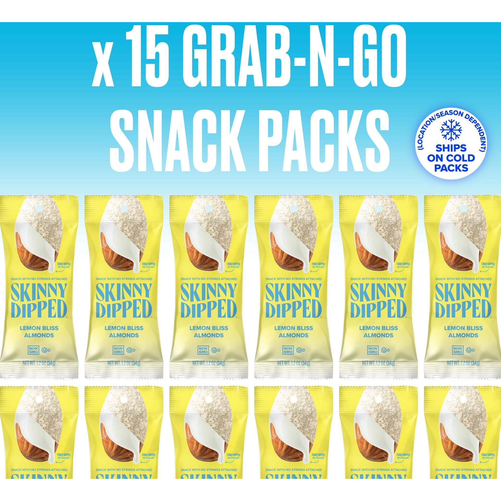 Skinnydipped Lemon Bliss Yogurt Covered Almonds, Healthy Snack, Plant Protein, Gluten Free, 1.2 Ounce (Pack Of 15)