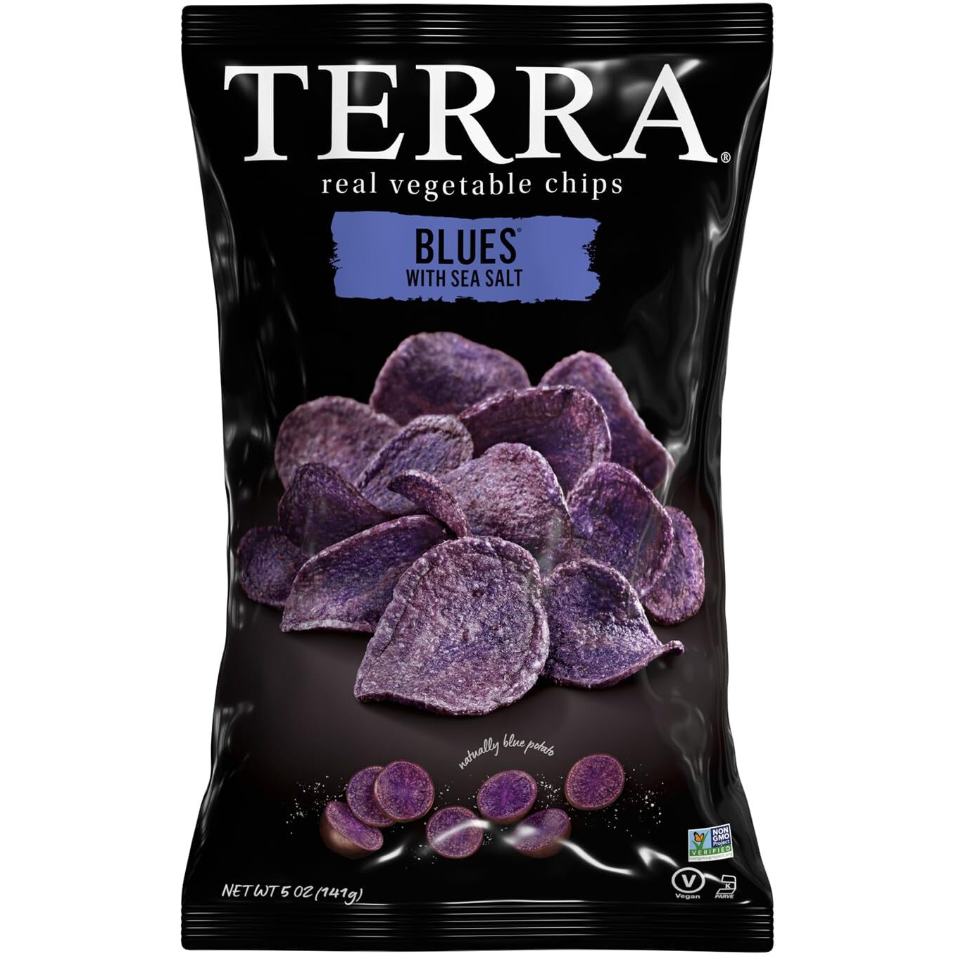 Terra Vegetable Chips, Blues Chips With Sea Salt, 5 Oz (Pack Of 12)