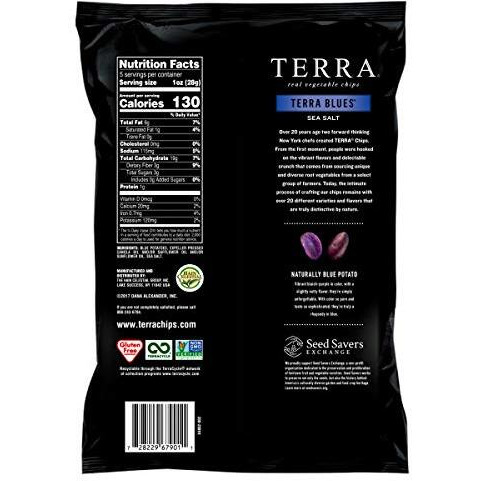 Terra Vegetable Chips, Blues Chips With Sea Salt, 5 Oz (Pack Of 12)