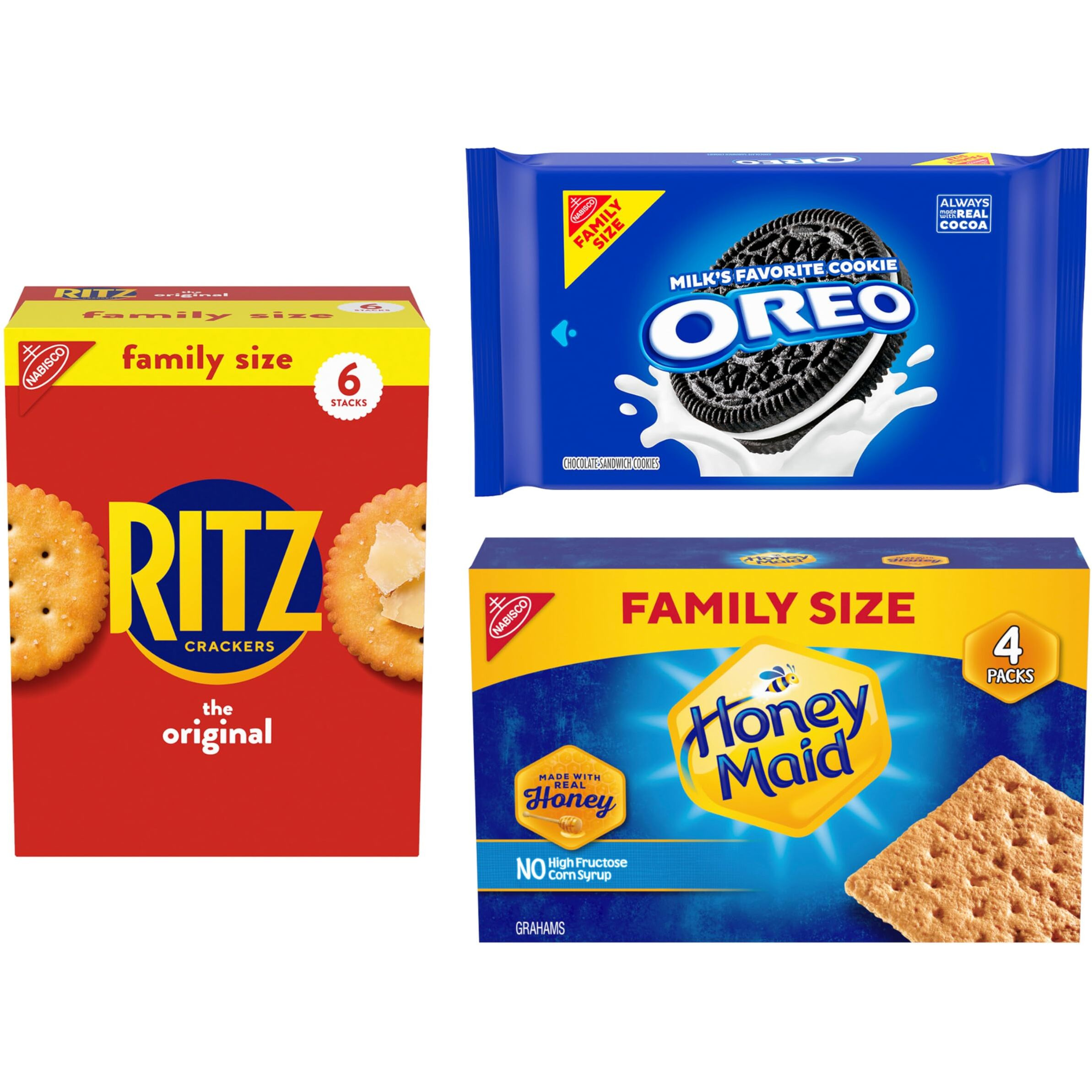 Oreo Cookies, Ritz Crackers, Honey Maid Graham Crackers Variety Pack, Family Size, 3 Packs