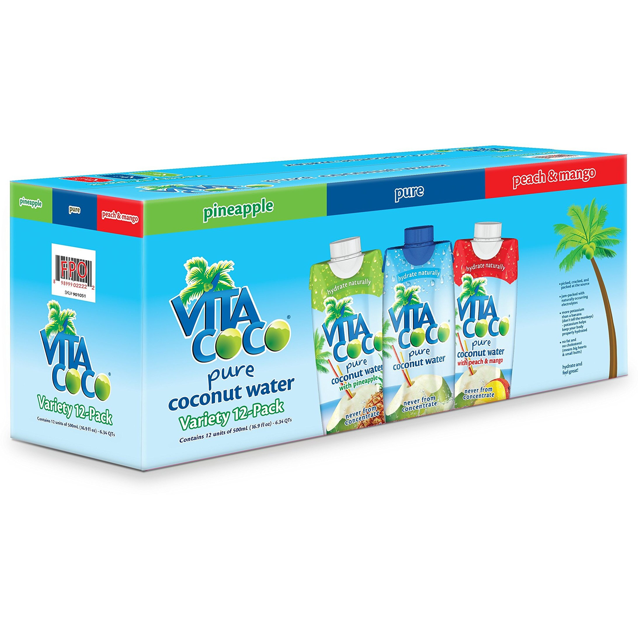 Vita Coco Coconut Water, Variety Pack - Naturally Hydrating Electrolyte Drink - Smart Alternative To Coffee, Soda, And Sports Drinks - Gluten Free - 16.9 Ounce (Pack Of 12)