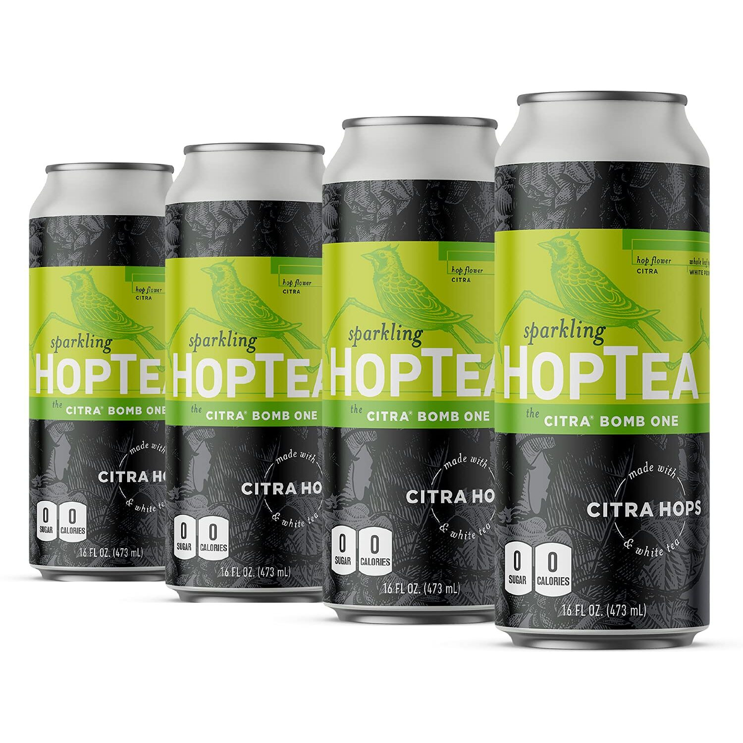Hoplark Sparkling Hoptea - The Citra Bomb One (12Pk - 16Oz Cans) - Craft Brewed Na Beer Alternative - Organic, Gluten-Free, Non Gmo, Zero Calories, Sugar-Free, Natural Caffeine, Unsweetened