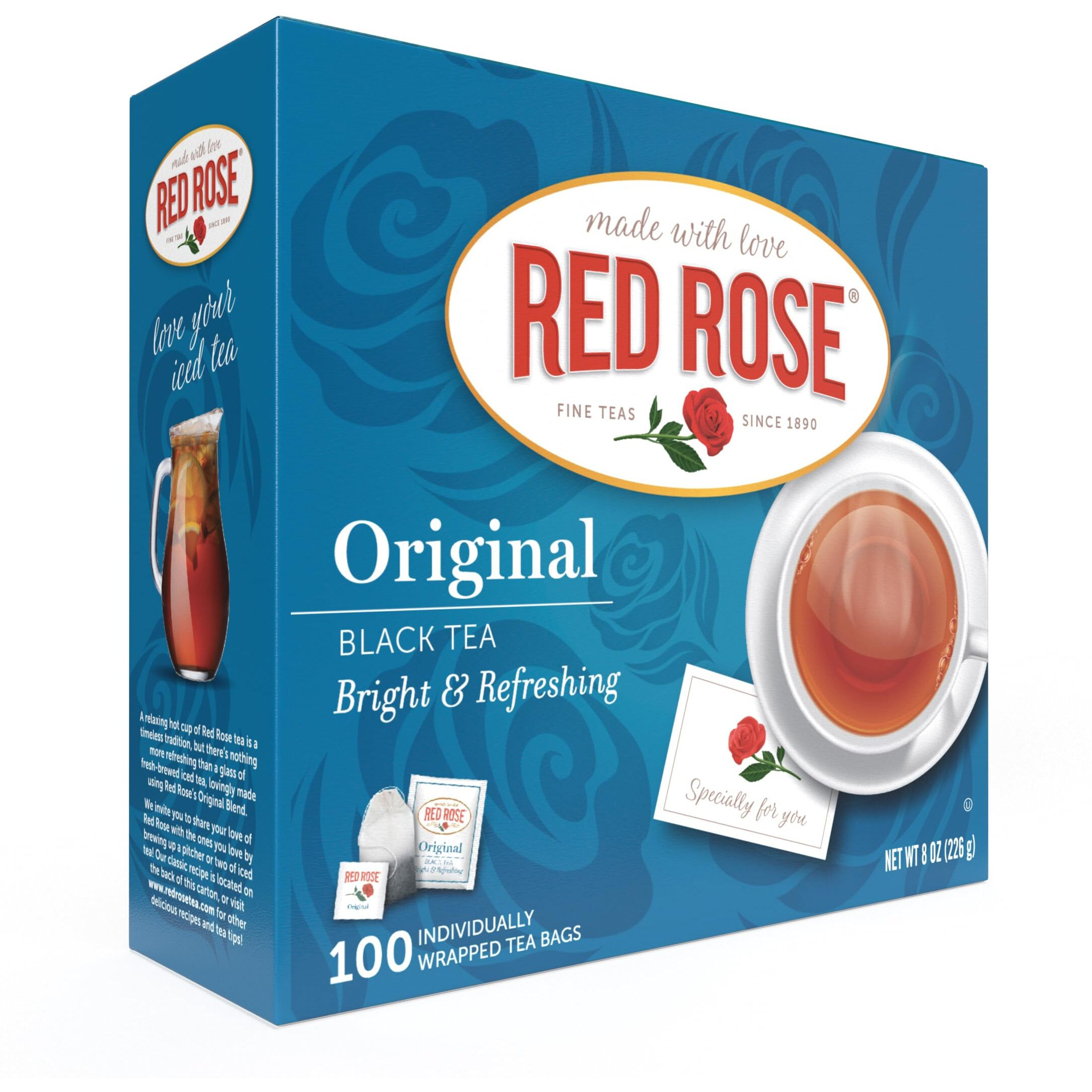 Red Rose Original Full Flavored Black Tea Specially Blended Strong Black Tea With 100 Tea Bags, Contains Caffeine Brew Hot/Cold Original Black Tea