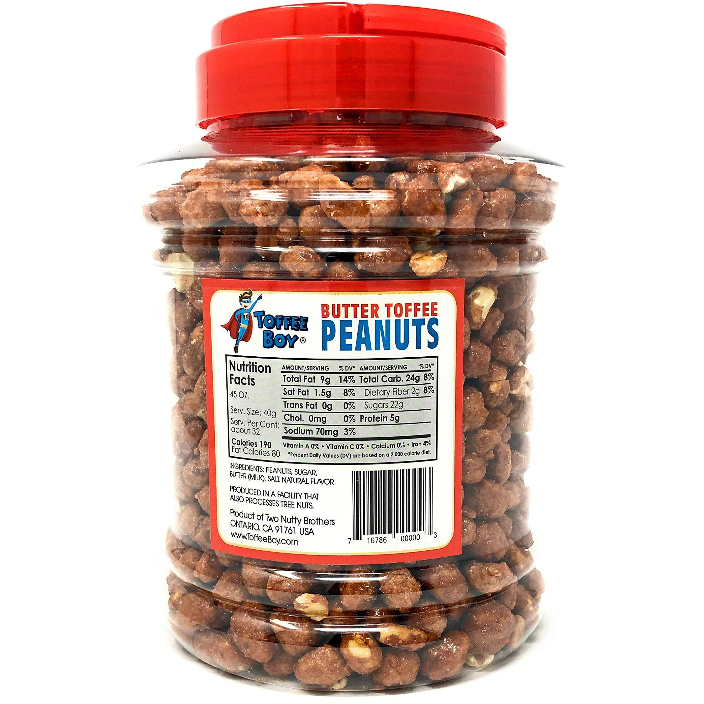 Toffee Boy's Butter Toffee Peanuts - 45 Oz Jar - Family Recipe, Fresh And Hand Cooked, Gluten Free, Real Ingredients, No Preservatives, The Perfect Holiday Gift