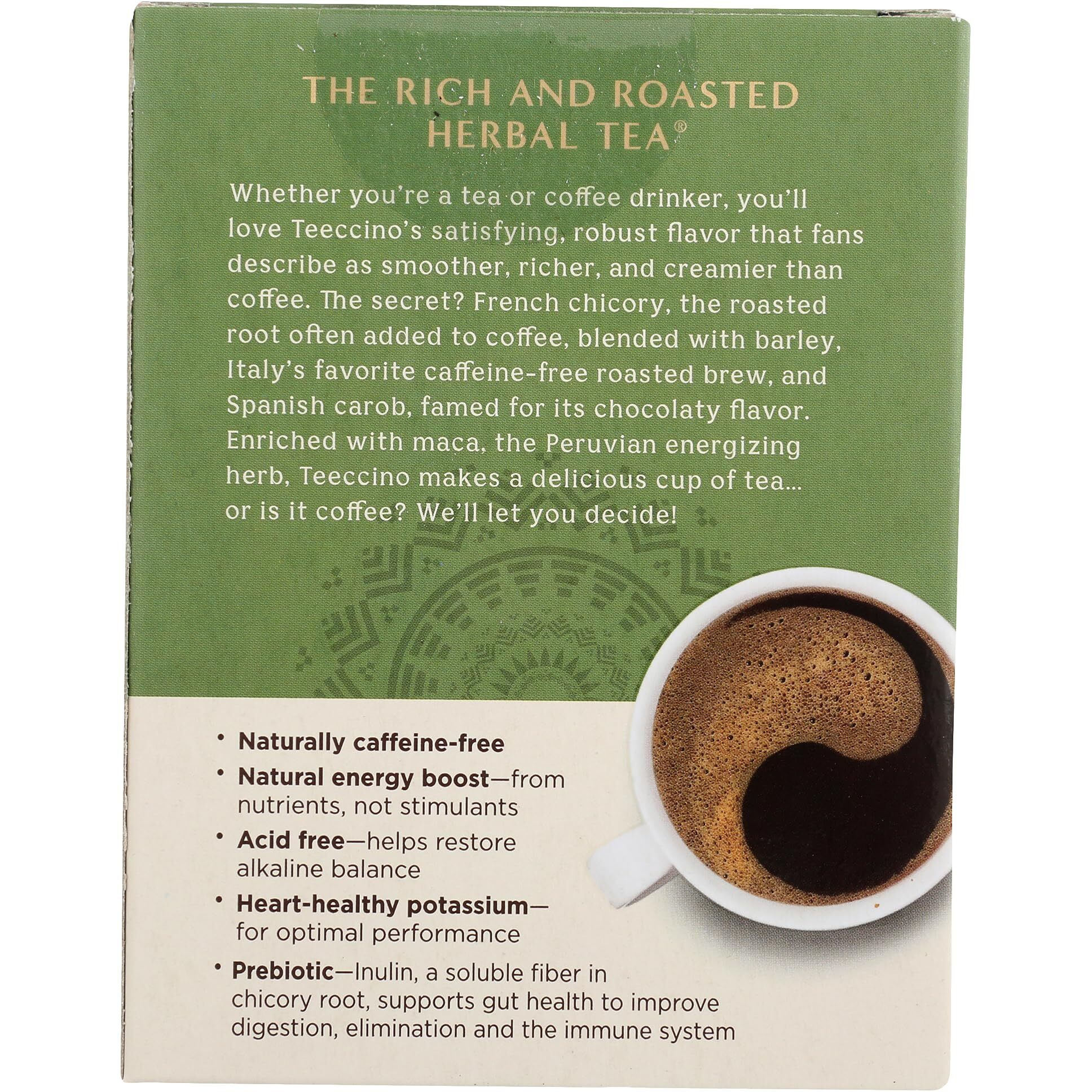 Teeccino Maca Chocolat   Herbal Tea - Rich & Roasted Herbal Tea Thats Caffeine Free & Prebiotic With Natural Energy From Adaptogenic Peruvian Maca, 10 Tea Bags (Pack Of 6)