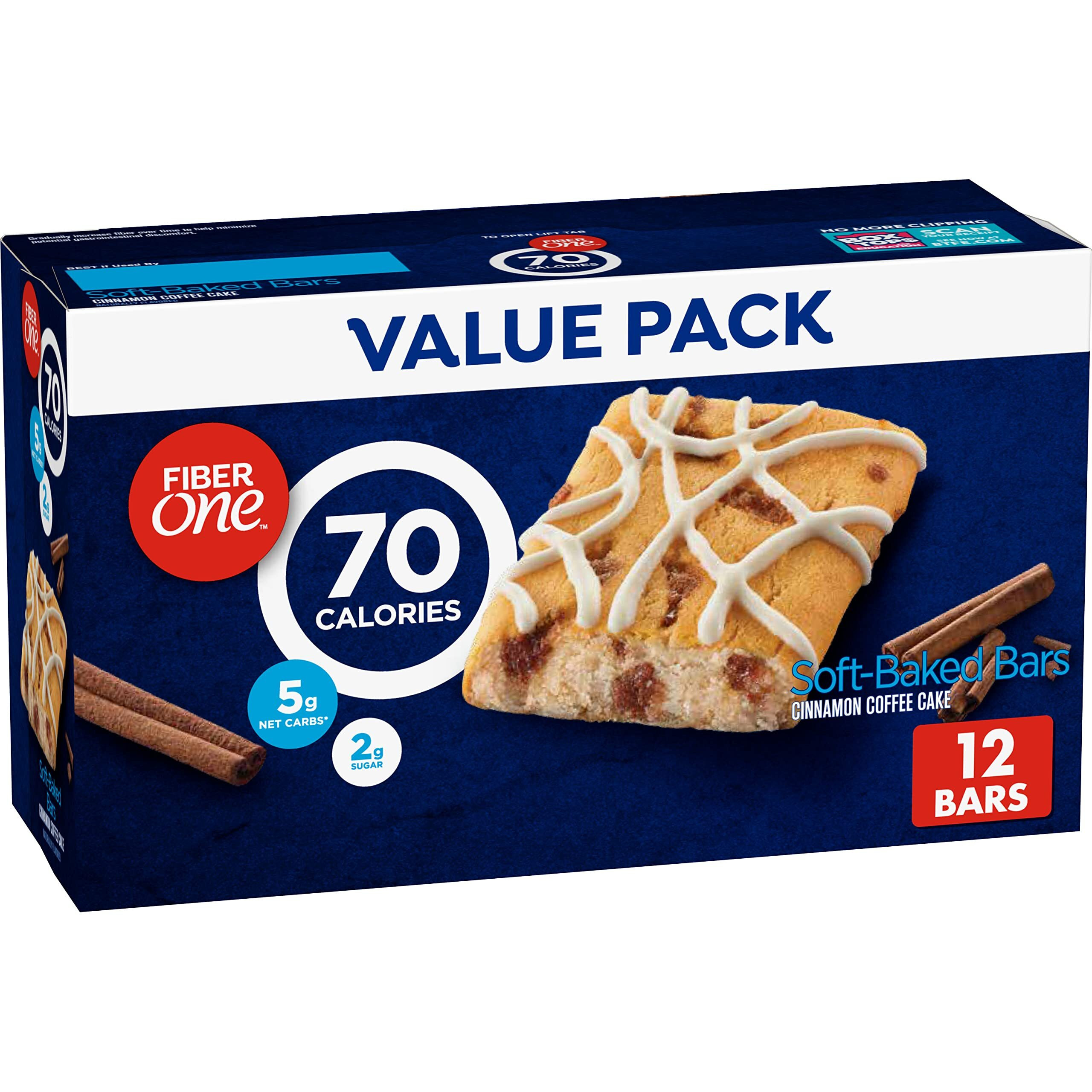 Fiber One Brownies, 70 Calories, 5 Net Carbs, Snacks, Cinnamon Coffee Cake, 12Ct