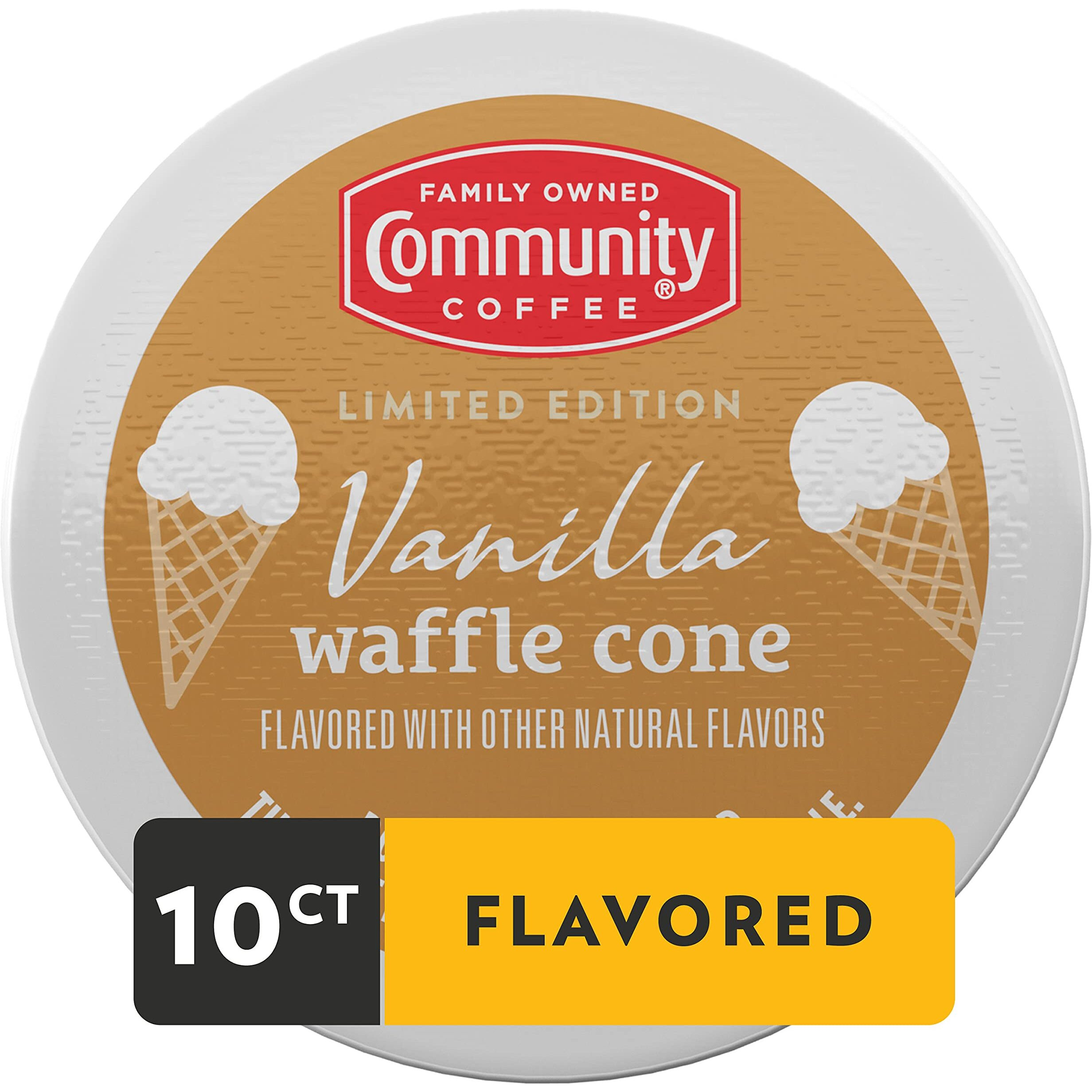 Community Coffee Vanilla Waffle Cone, 10 Count Coffee Pods, Ice Cream Flavored, Compatible With Keurig 2.0 K-Cup Brewers, 10 Count (Pack Of 1)