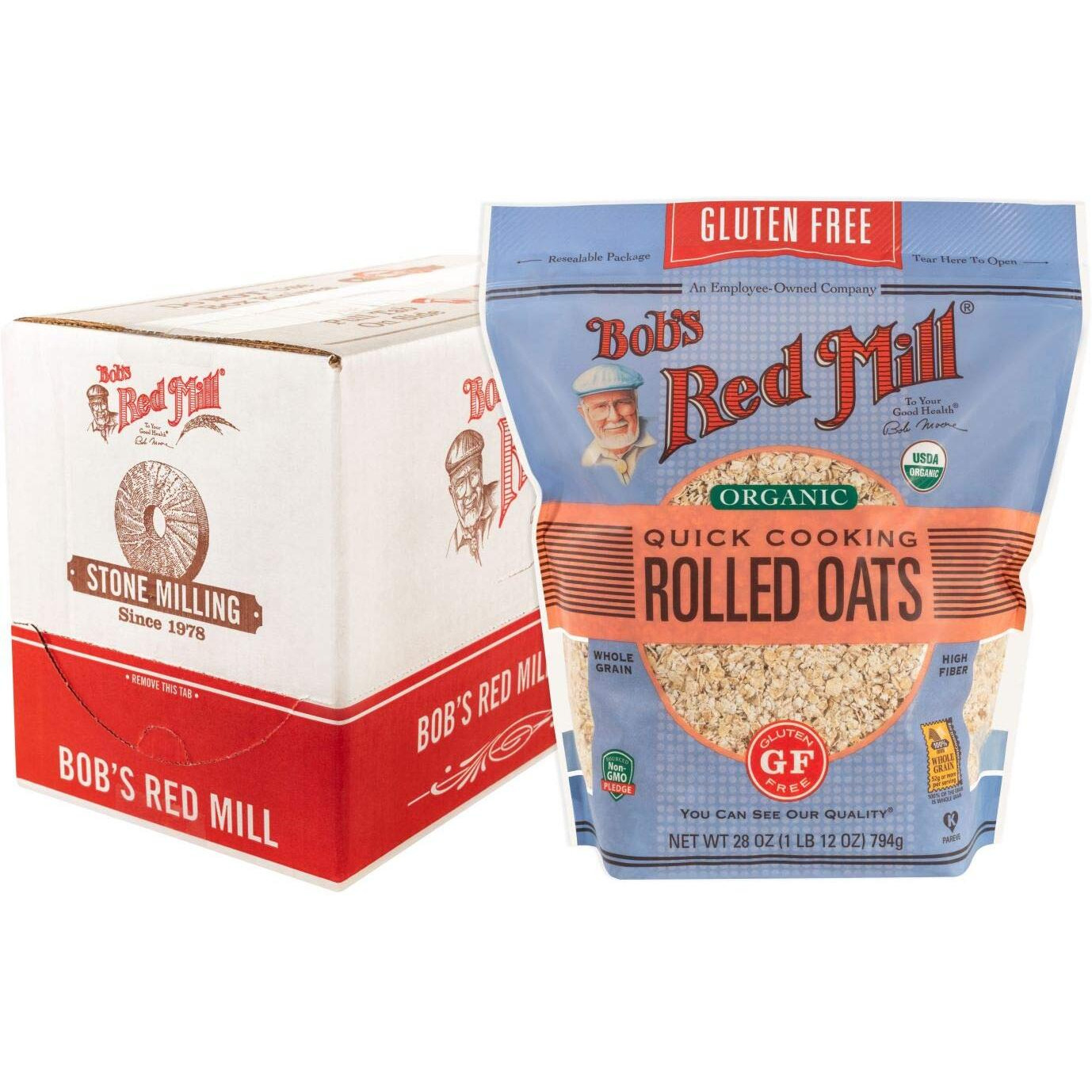 Bob's Red Mill Organic Quick Cooking Rolled Oats, Gluten Free, 28 Ounces (Pack Of 4)
