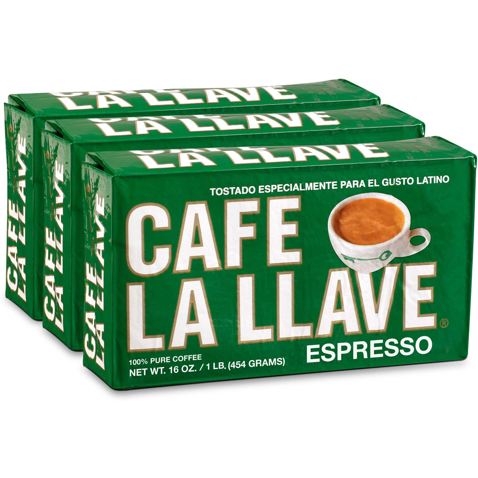 Cafe La Llave Espresso Dark Roast Coffee, 16 Ounce (Pack Of 3)