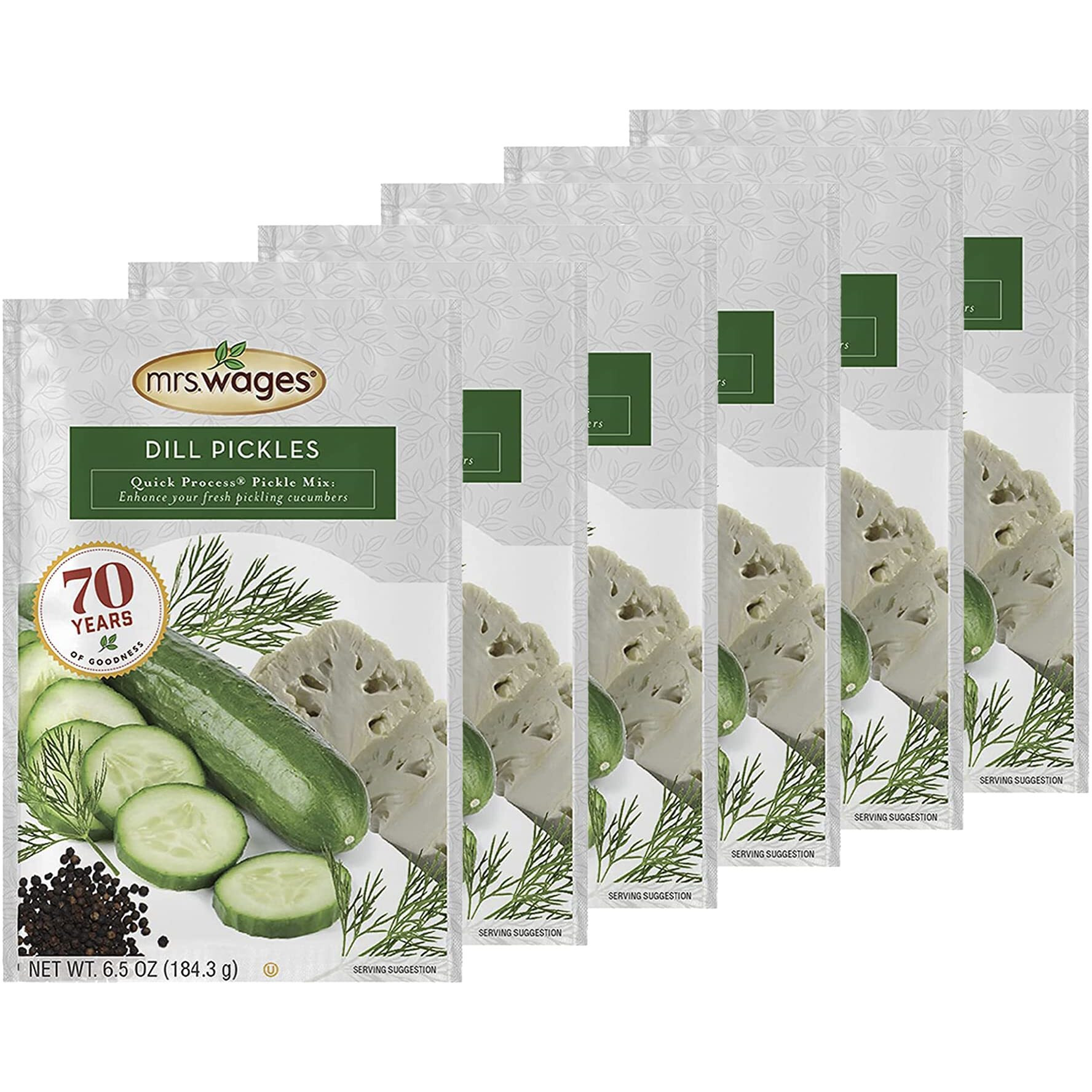 Mrs. Wages Dill Pickles Quick Process Mix, 6.5 Oz Pouch (Value Pack Of 6)