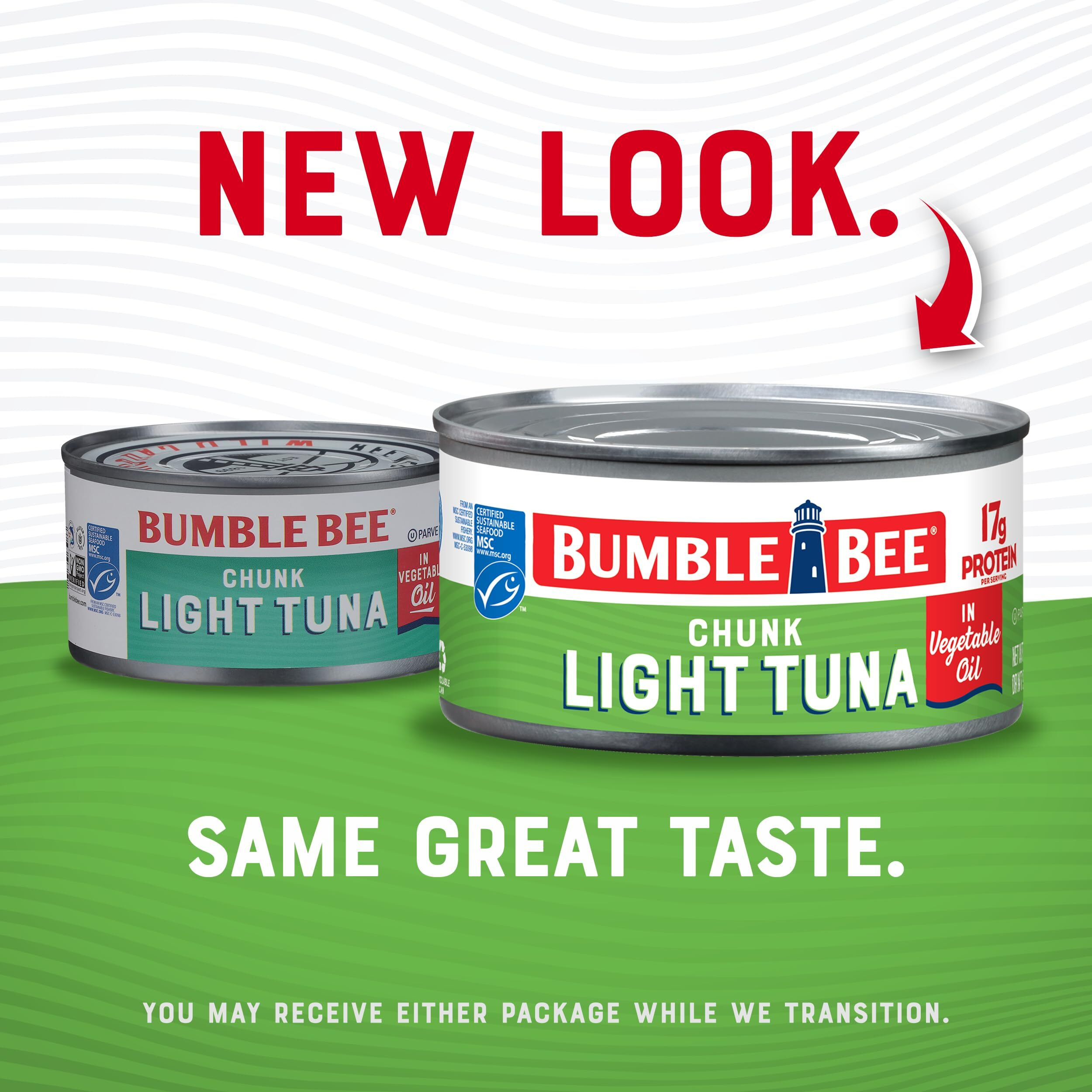Bumble Bee Chunk Light Tuna In Oil, 12 Oz Can (Pack Of 12) - Wild Caught Skipjack Tuna - 17G Protein Per Serving - Msc Certified Sustainable Seafood, Non-Gmo, Gluten Free, Kosher