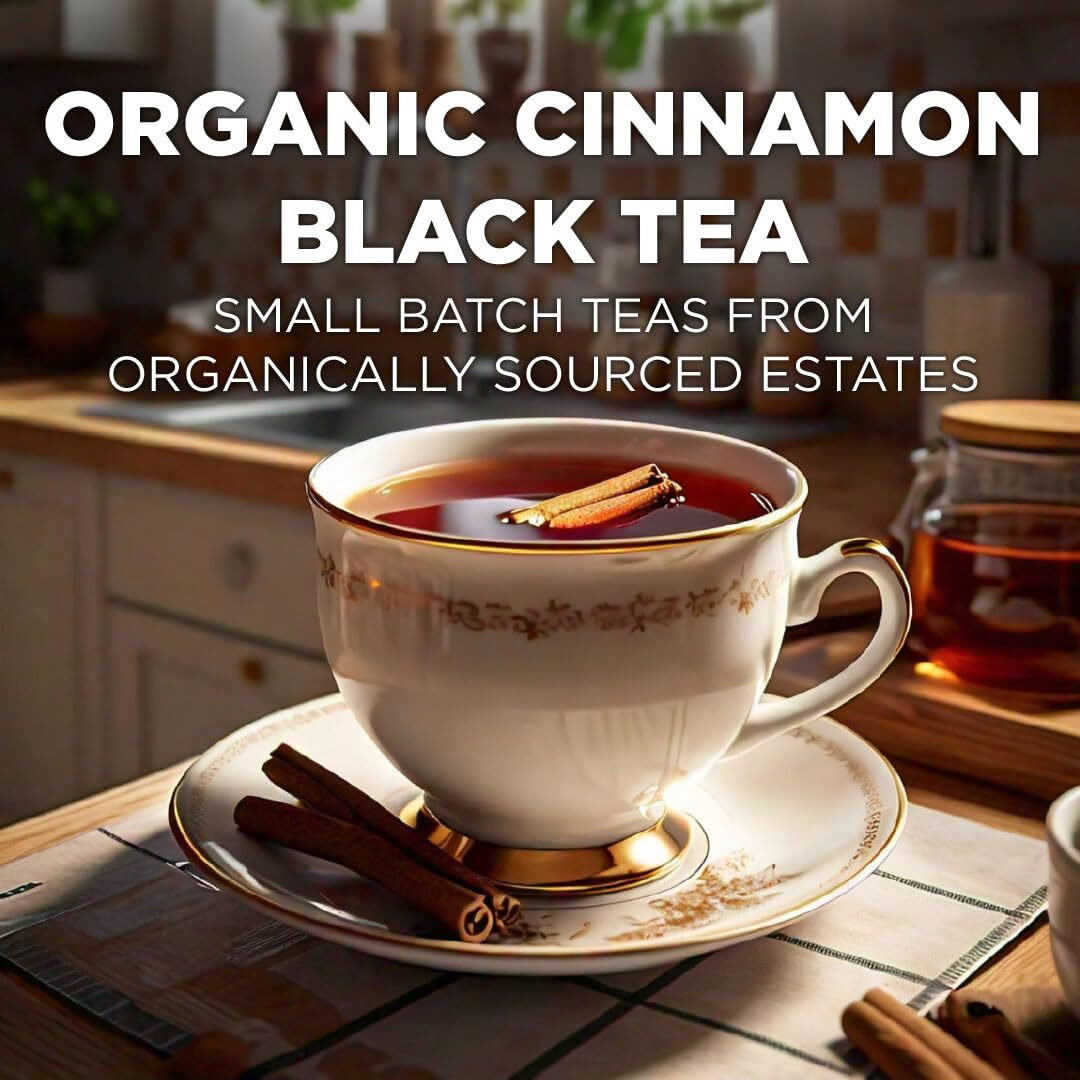 Maud's Cinnamon Organic Black Tea Pods, 22Ct | Cinn-Fully Cinnamon Tea | Hot Cinnamon Spice Tea | Solar Energy Produced Recyclable Single Serve Tea Pods Compatible With Keurig K-Cup Brewers