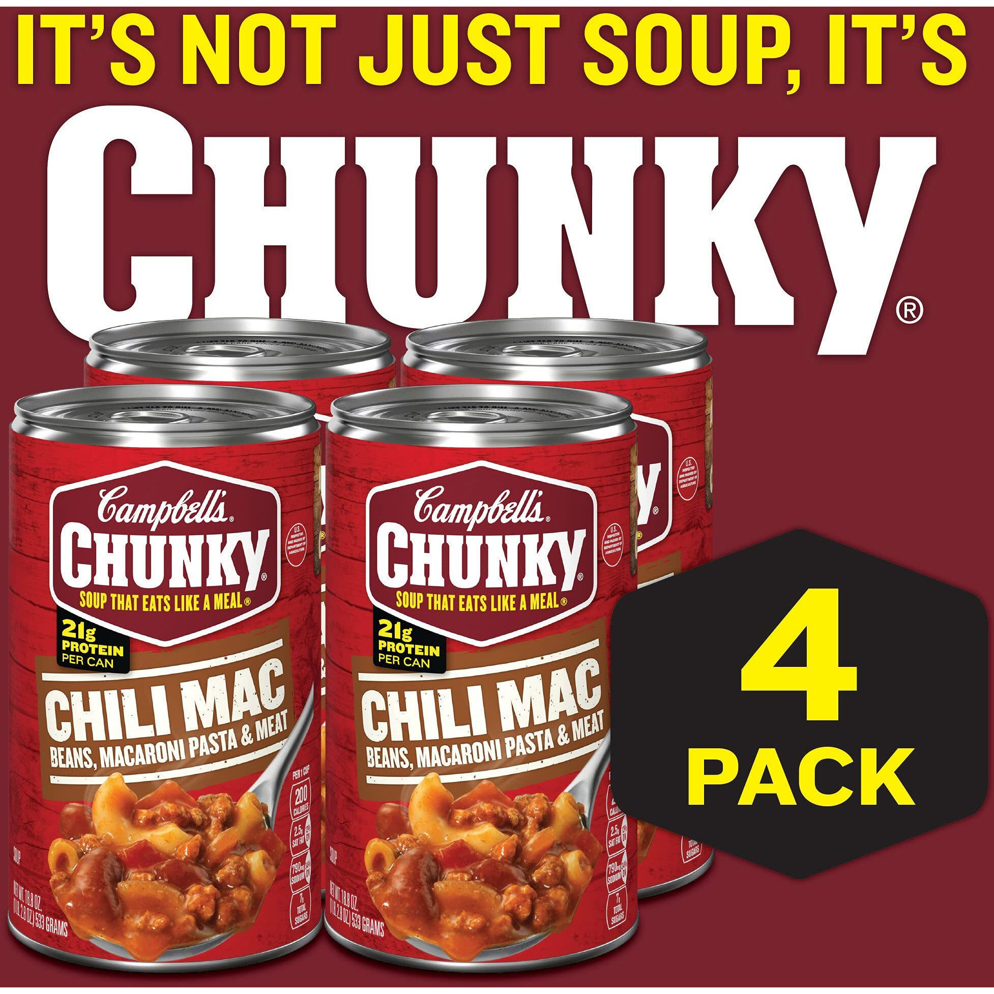 Campbell's Chunky Soup, Chili Mac, 18.8 Ounce Can (Pack Of 4)