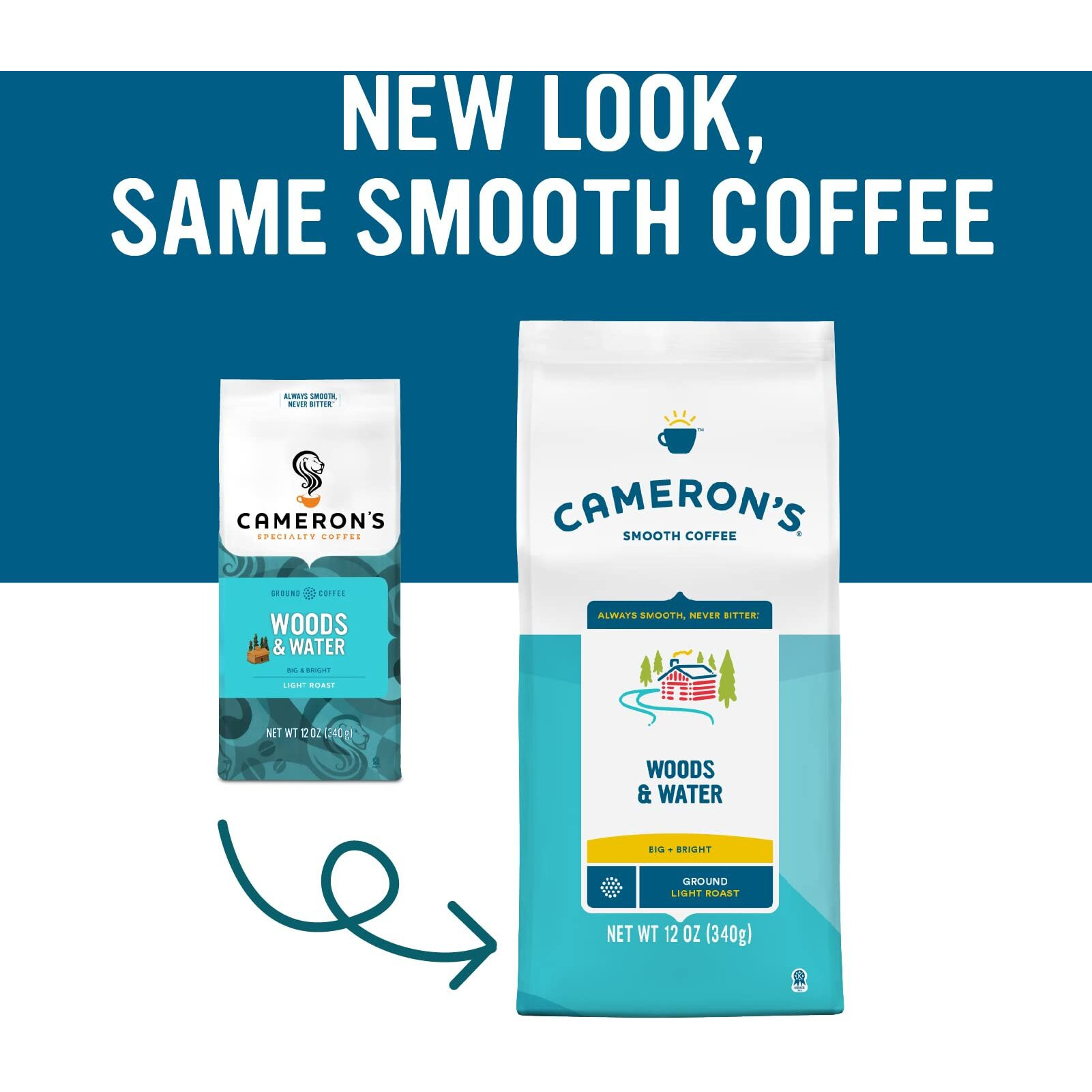 Cameron's Coffee Roasted Ground Coffee Bag, Woods & Water, 12 Ounce