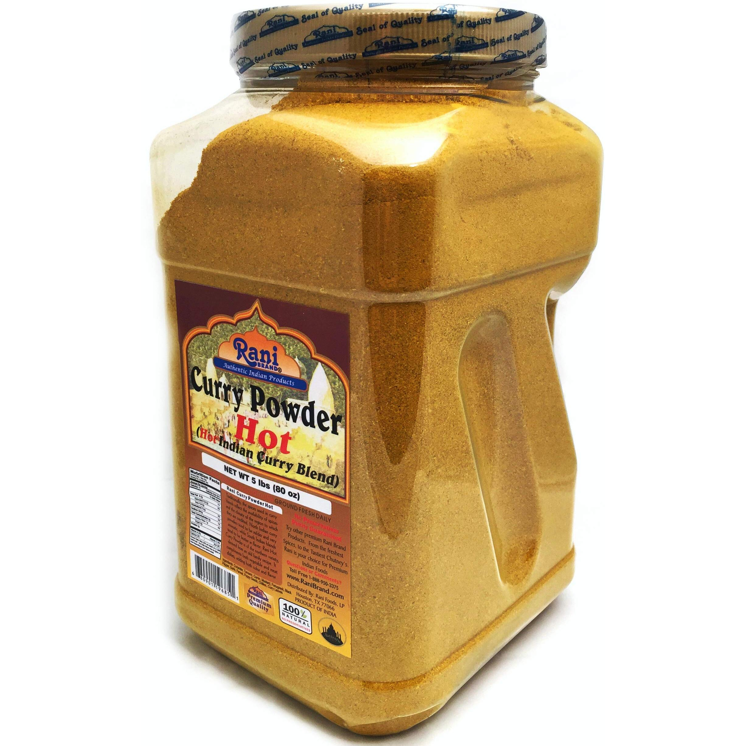 Rani Curry Powder Hot (11-Spice Authentic Indian Blend) 80Oz (5Lbs) 2.27Kg Bulk Pet Jar ~ All Natural | Salt-Free | Vegan | No Colors | Gluten Friendly | Non-Gmo | Indian Origin