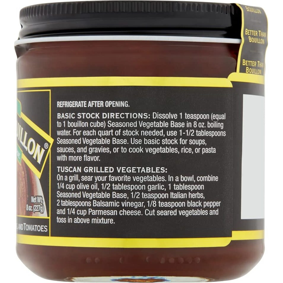 Better Than Bouillon Premium Seasoned Vegetable Base, Blendable Base For Added Flavor, 38 Servings Per Jar 8 Ounce (Pack Of 6)