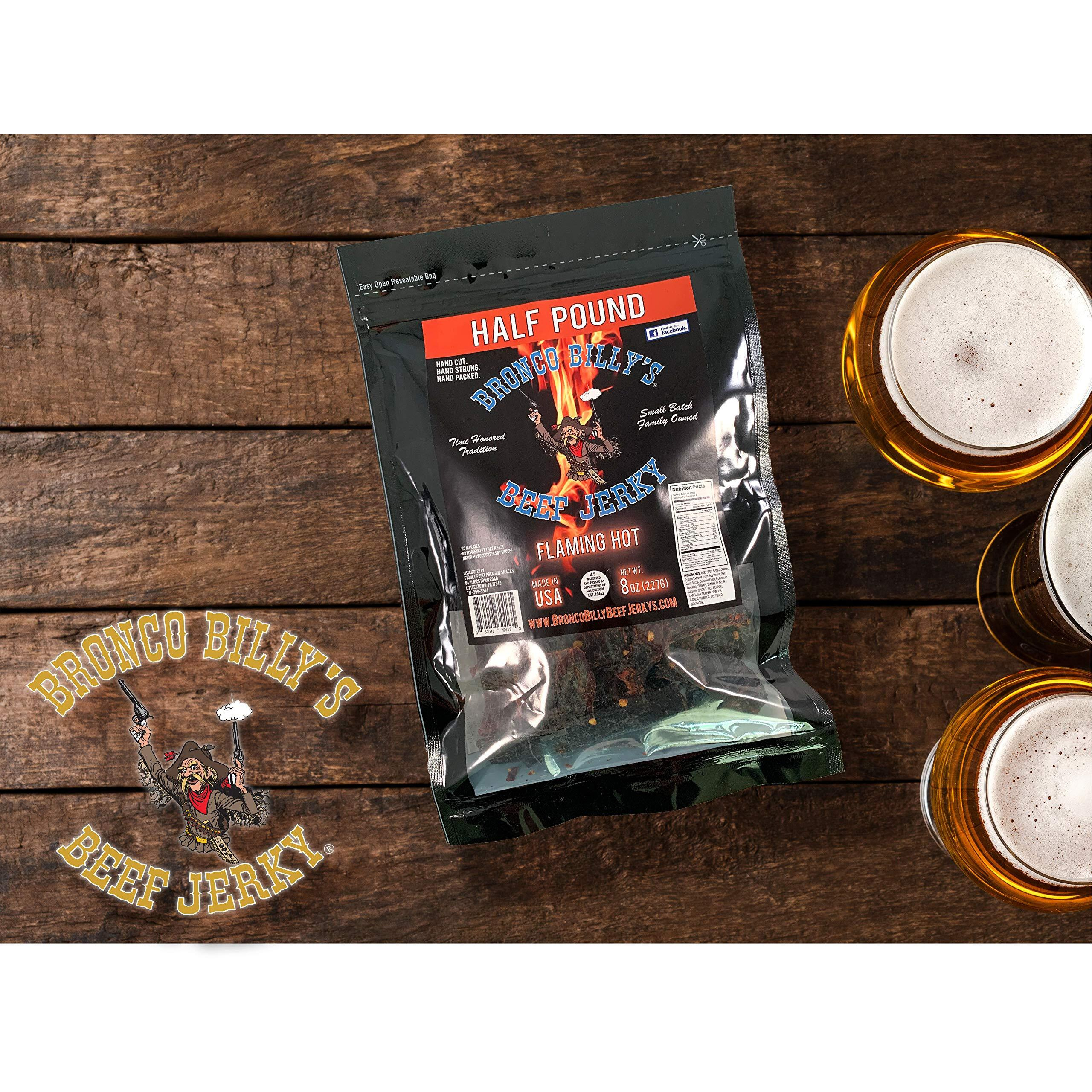 Bronco Billy's Beef Jerky Flaming Hot Half Pound Resealable Bag
