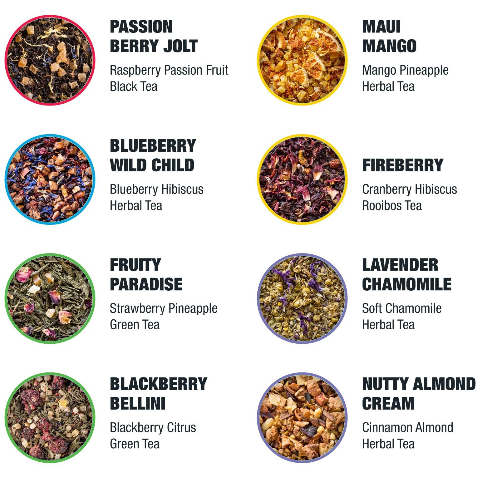 Tiesta Tea - Favorites Starter Tea Sampler Dry Flight Set | High To No Caffeine Hot & Iced Tea | Premium Loose Leaf Tea Sample Set With Green, Herbal, Black & Chai Tea - 8 Resealable Sample Pouches