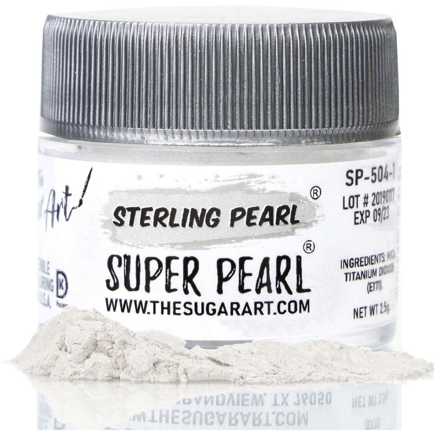 The Sugar Art - Sterling Pearl - Edible Shimmer Powder For Decorating Cakes, Cupcakes, Cake Pops, & More - Dust On Shine & Luster To Sweets - Kosher, Food-Grade Coloring - Super Pearl - 2.5 Grams