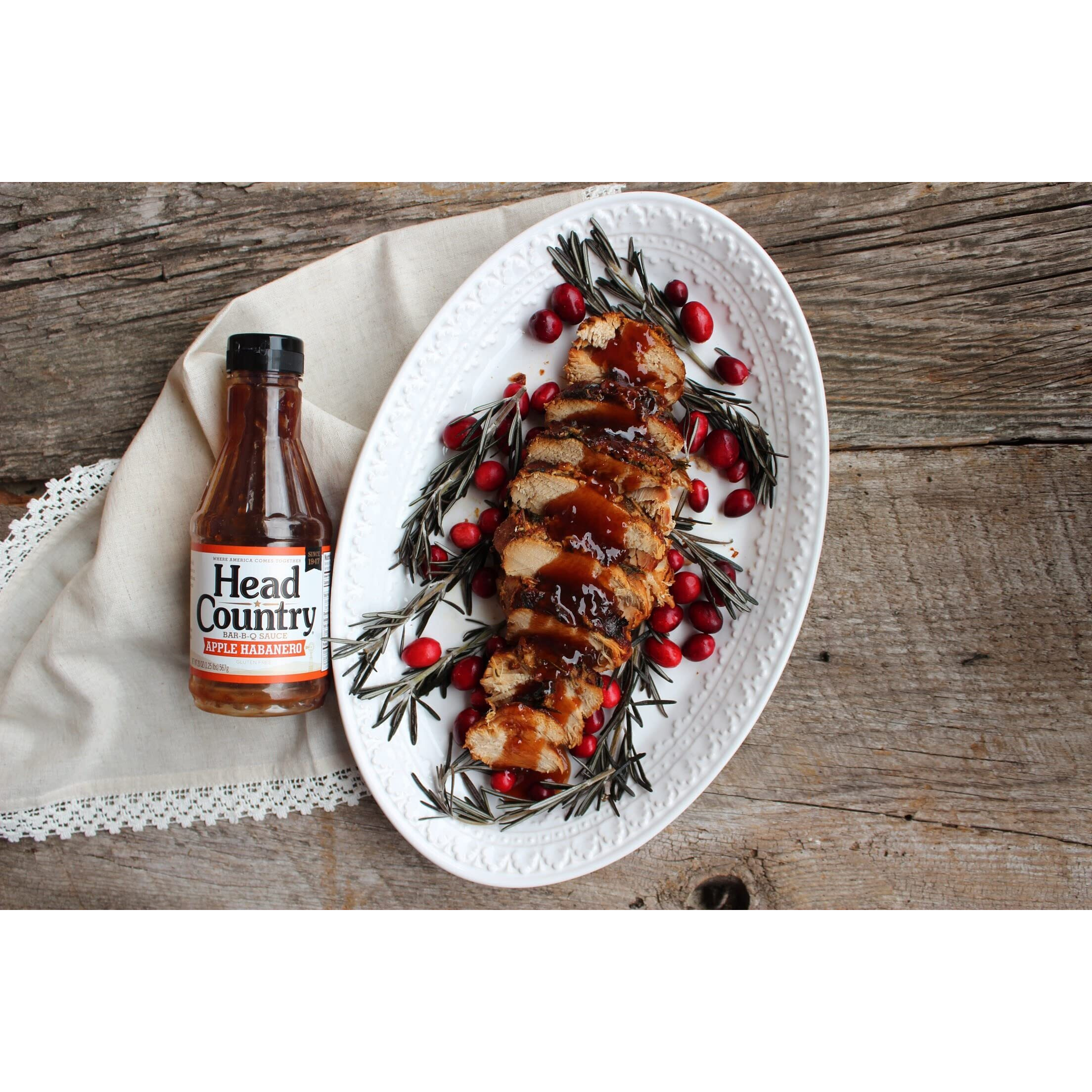 Head Country Bar-B-Q Sauce, Apple Habanero | Gluten Free Bbq Sauce With No Allergens | Sweet Apple & Spicy Habanero Championship Barbecue Sauce For Chicken, Pulled Pork & Ribs | 20 Ounce, Pack Of 1