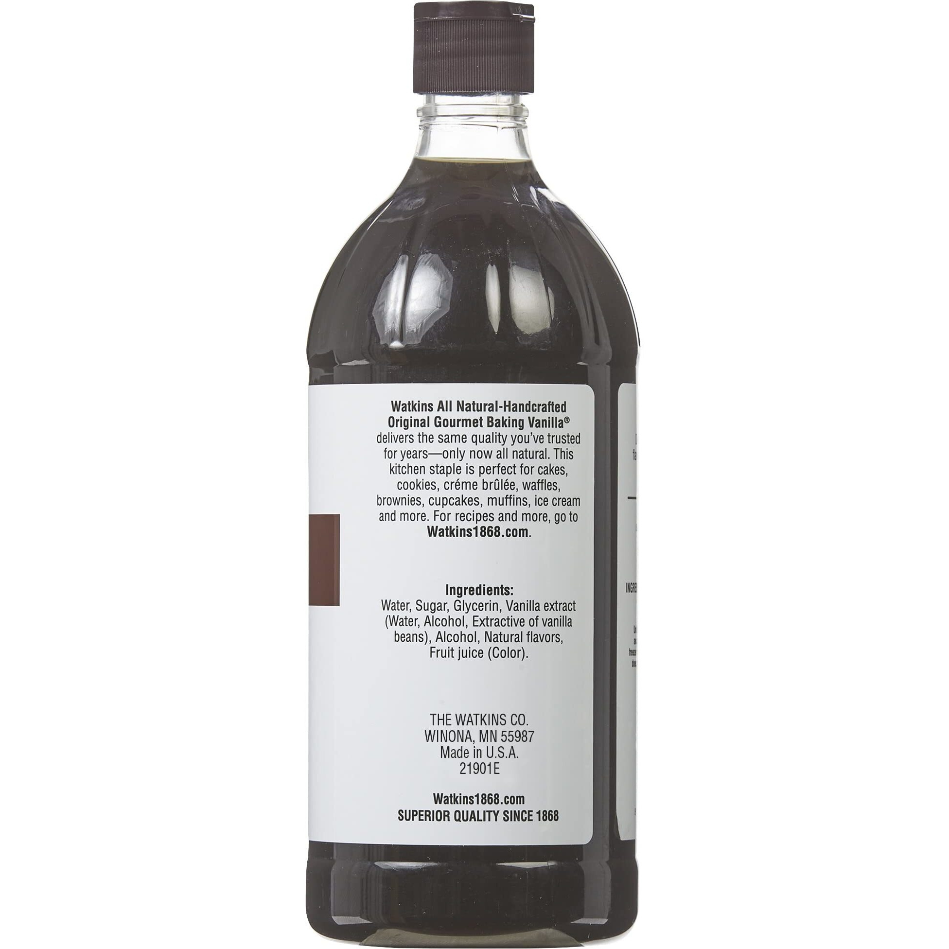 Watkins All Natural Original Gourmet Baking Vanilla, 32 Fl. Oz. Economy Sized Bottle, 1 Count (21901)