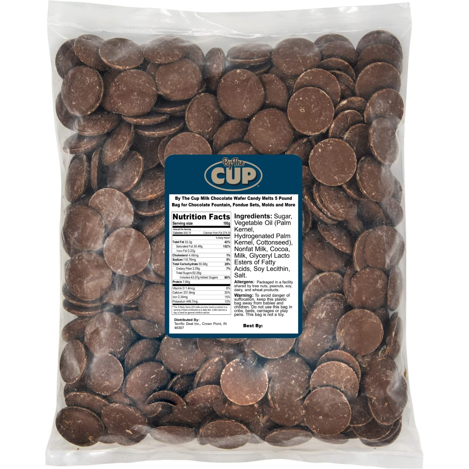 By The Cup Merckens Milk Chocolate Melting Wafers, 5 Lb Bulk Bag For Chocolate Fountain, Fondue Sets, Molds And More