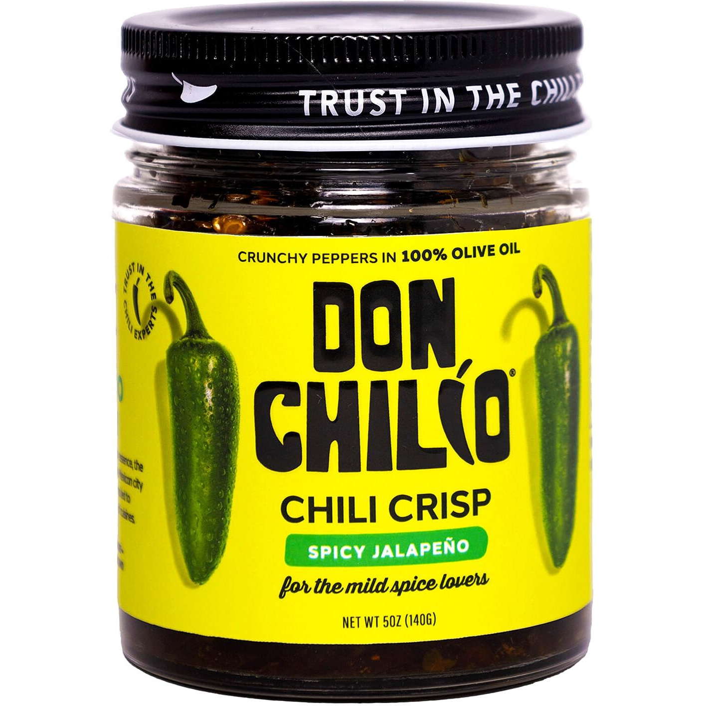 Don Chilio Mild Jalapeno Mexican Chile Crisp, 5 Oz. - Crunchy Sliced Jalapenos Fried Chili Peppers In Hot Seasoned 100% Olive Oil - Keto-Friendly, Vegan, Gluten Free