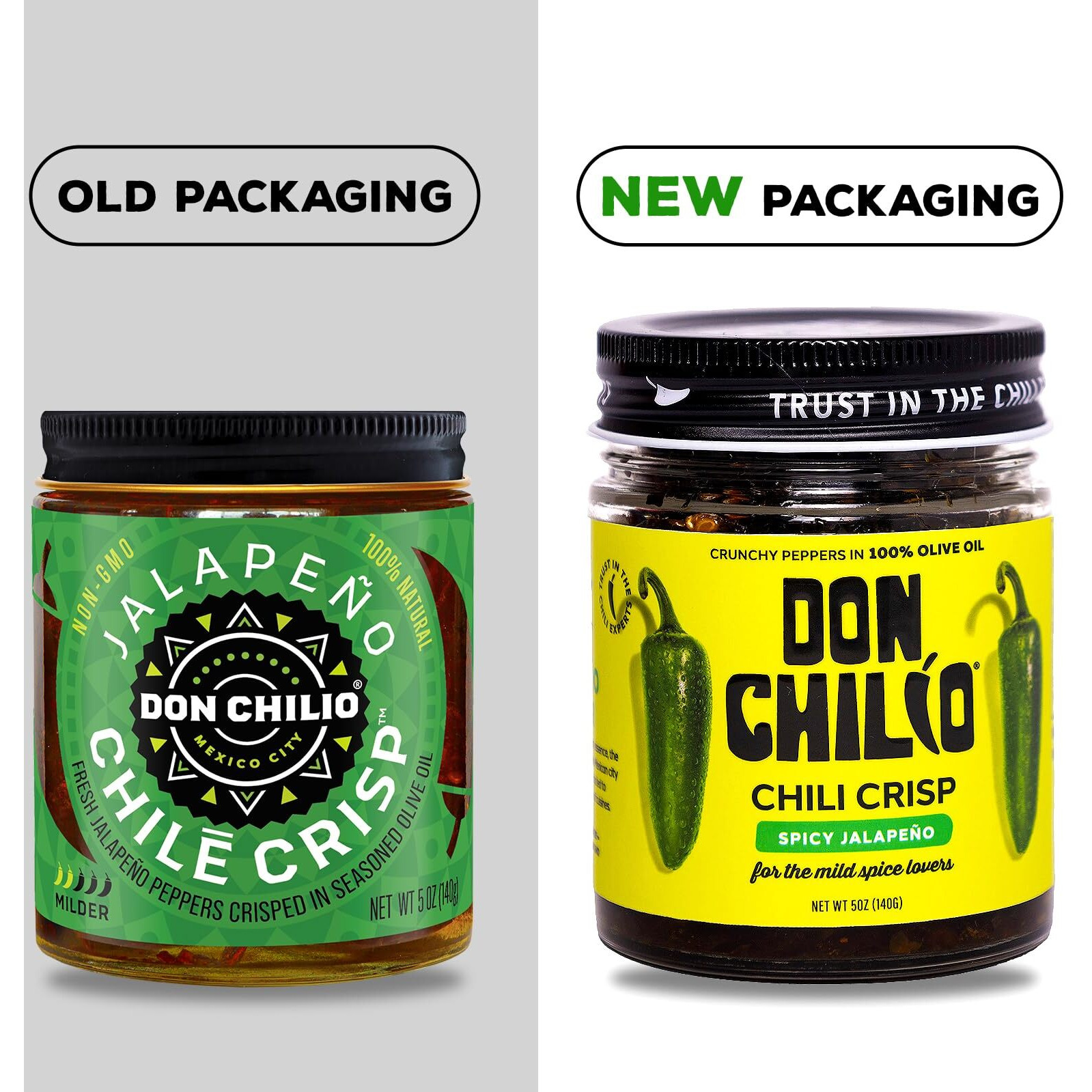 Don Chilio Mild Jalapeno Mexican Chile Crisp, 5 Oz. - Crunchy Sliced Jalapenos Fried Chili Peppers In Hot Seasoned 100% Olive Oil - Keto-Friendly, Vegan, Gluten Free