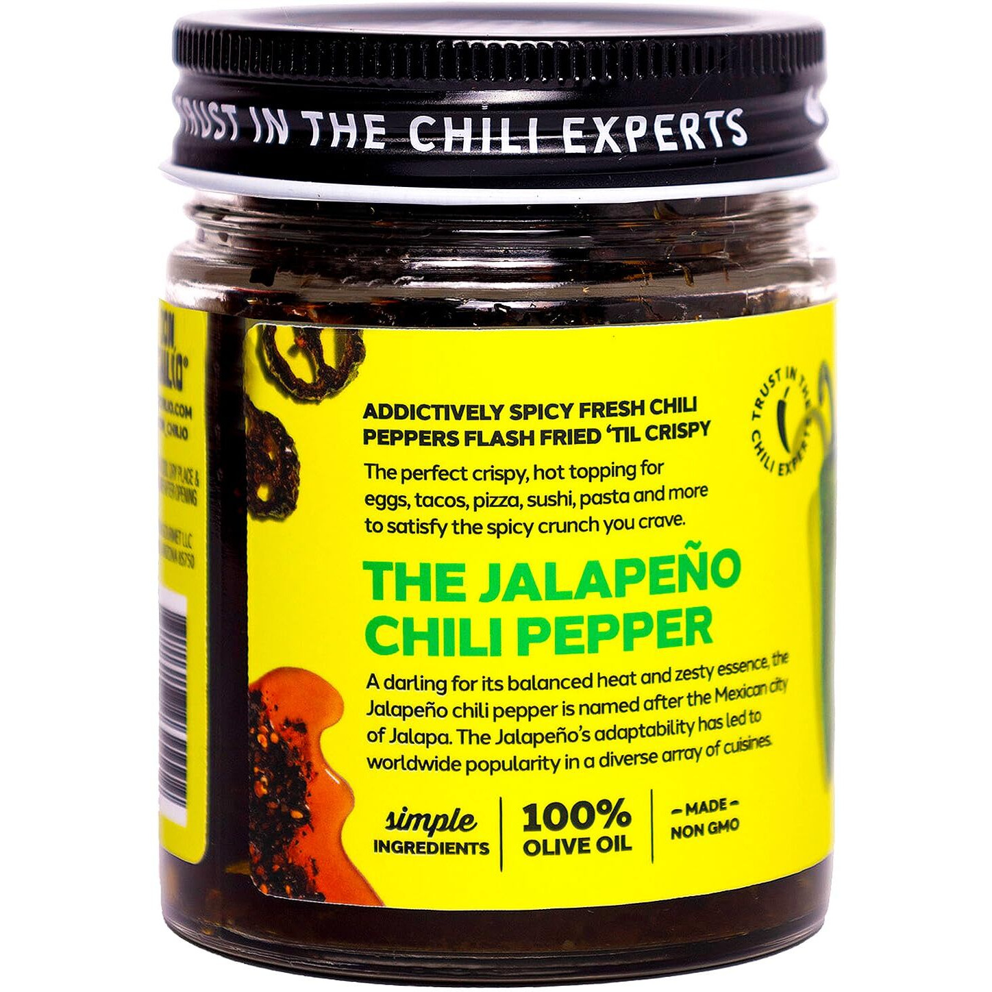 Don Chilio Mild Jalapeno Mexican Chile Crisp, 5 Oz. - Crunchy Sliced Jalapenos Fried Chili Peppers In Hot Seasoned 100% Olive Oil - Keto-Friendly, Vegan, Gluten Free