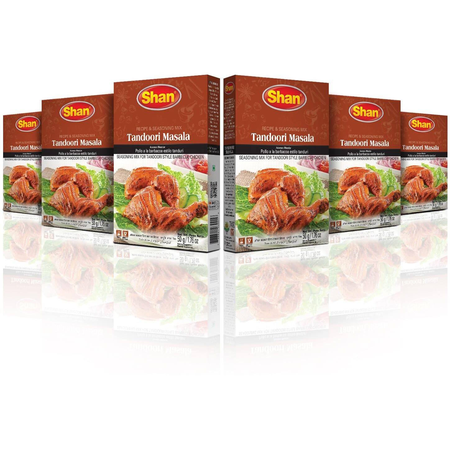 Shan - Tandoori Masala Seasoning Mix (50G) - Spice Packets For Tandoori Style Chicken (Pack Of 6)